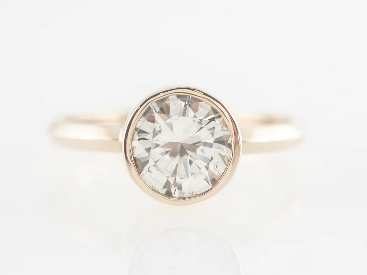 Bezel Set Solitaire Diamond Engagement Ring in 14K Yellow Gold
