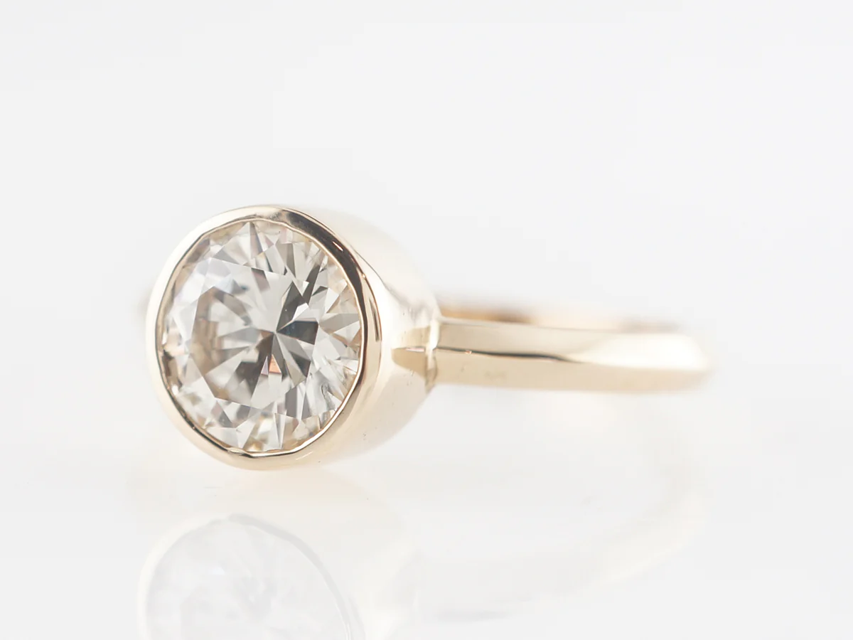 Bezel Set Solitaire Diamond Engagement Ring in 14K Yellow Gold - Image 2