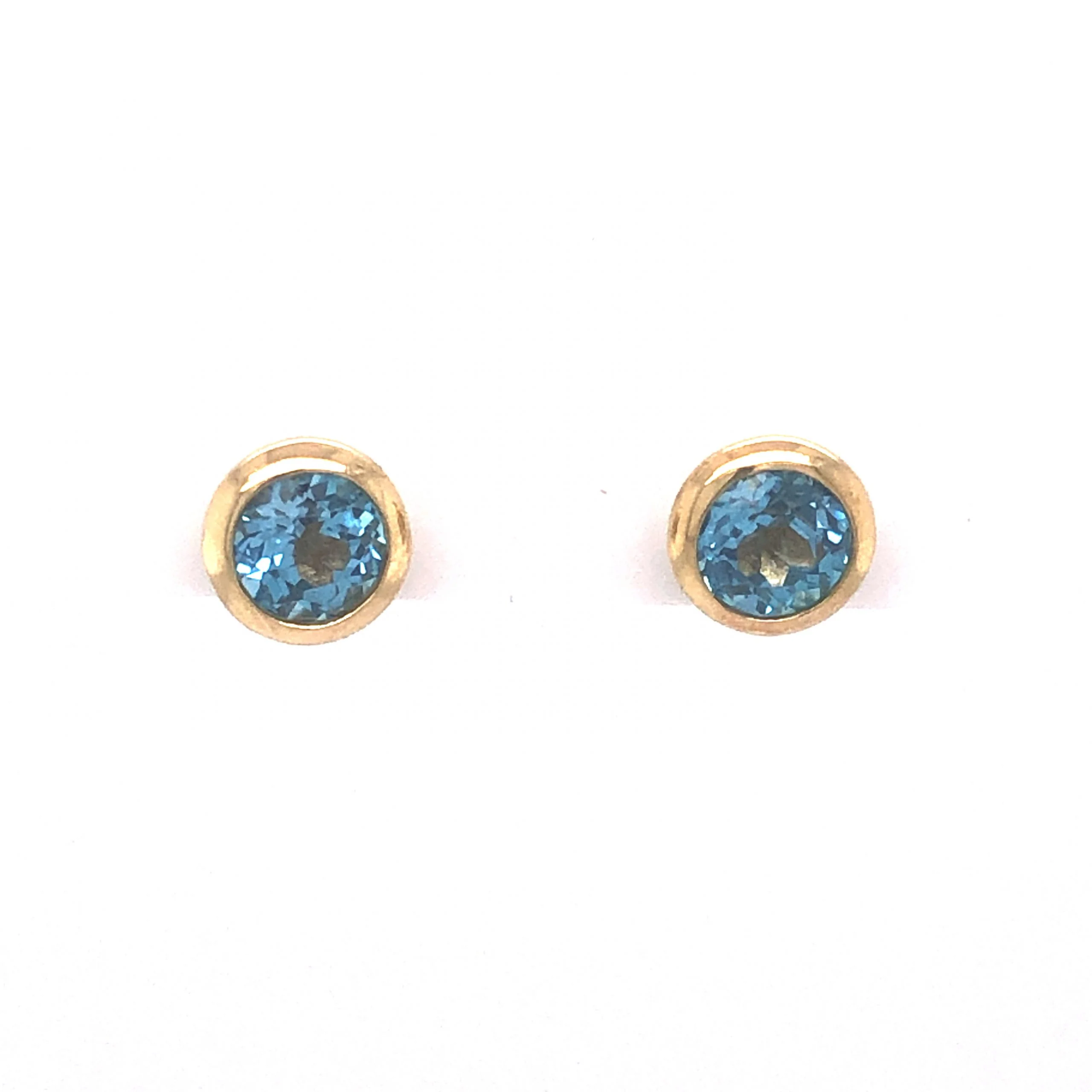Bezel Set Topaz Earrings in 14k Yellow Gold