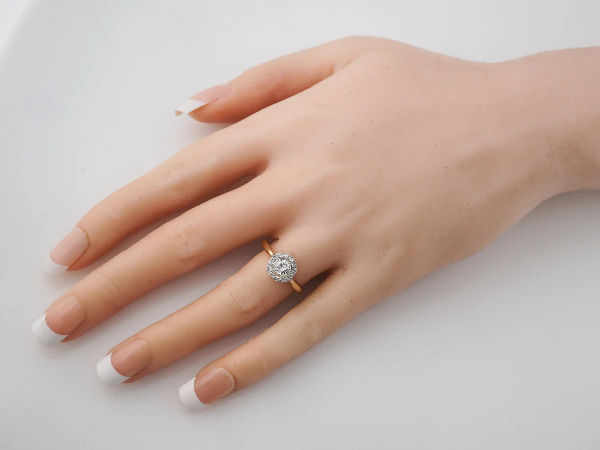 Bezel Set Victorian Diamond Cluster Ring in Yellow Gold - Image 6