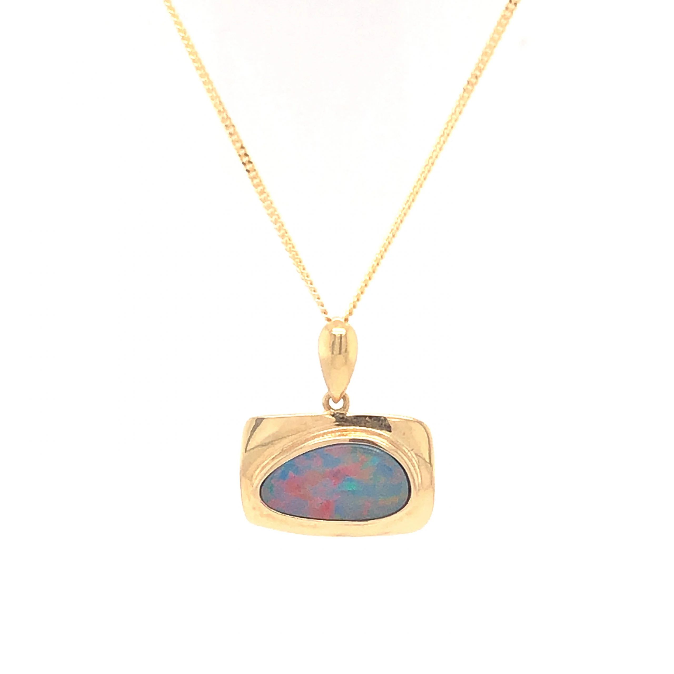 Black Boulder Opal Pendant Necklace in 18k Yellow Gold - Image 2
