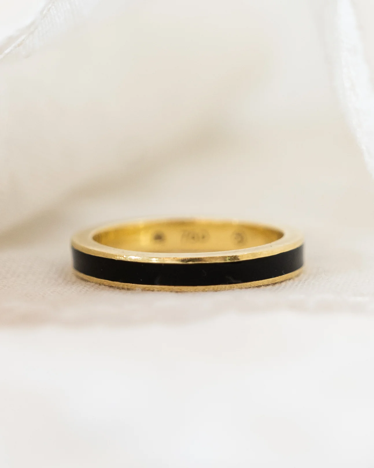 Black Enamel Stacking Band in 18k Yellow Gold - Image 6