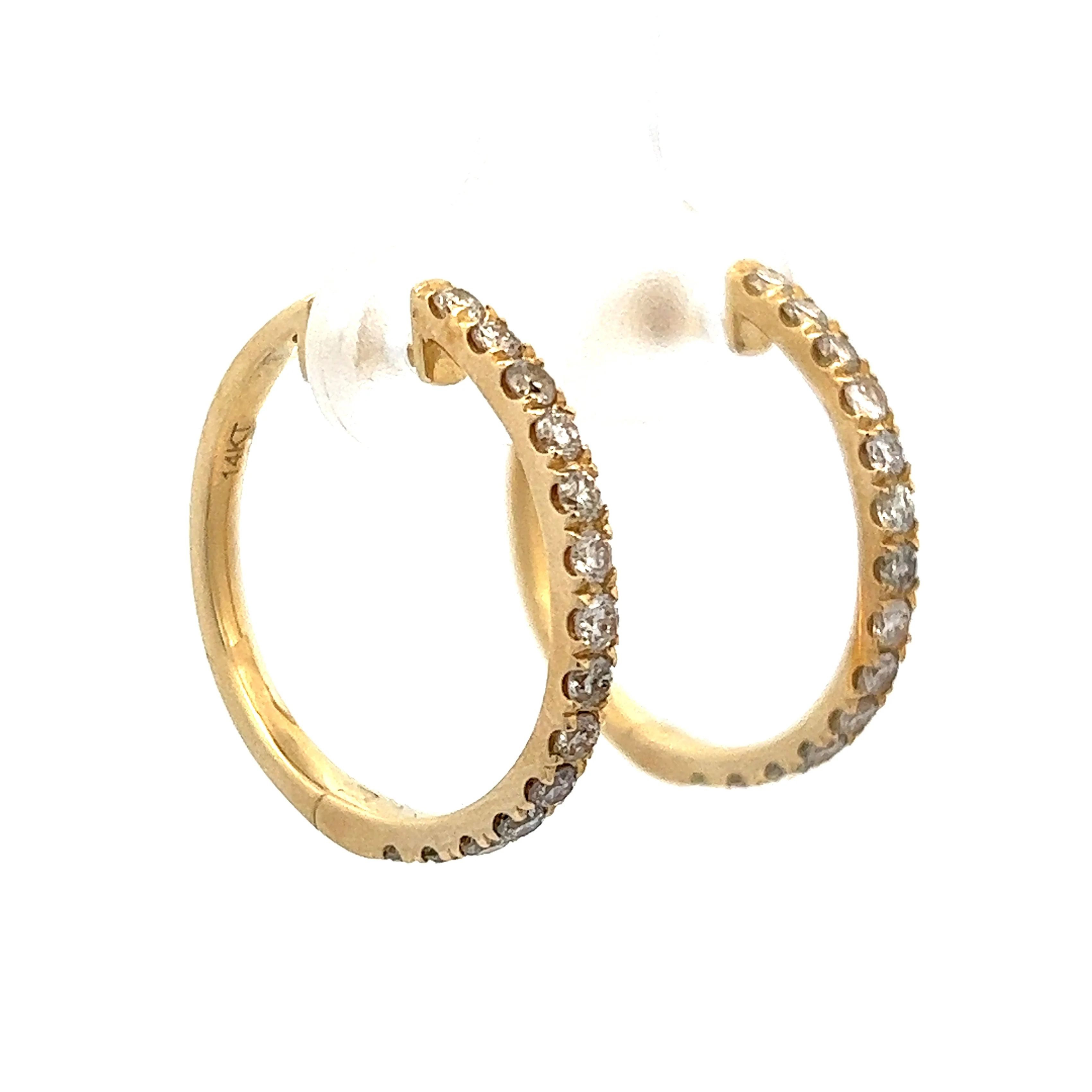 1.00 Carat Diamond Hoop Earrings in 14k Yellow Gold - Image 3