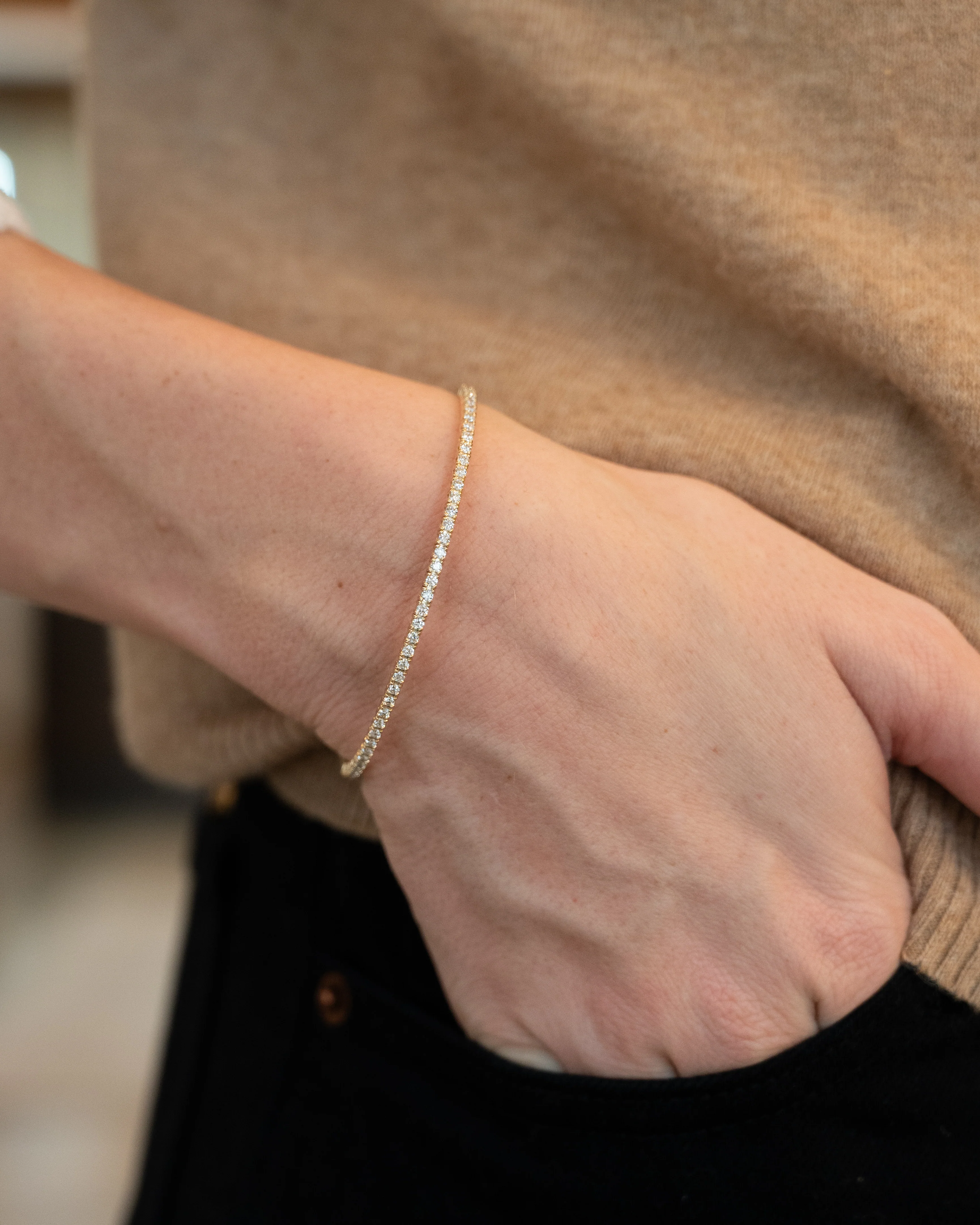 BLACK FRIDAY SPECIAL Diamond Flexible Bangle Bracelet in 14k Yellow Gold - Image 6