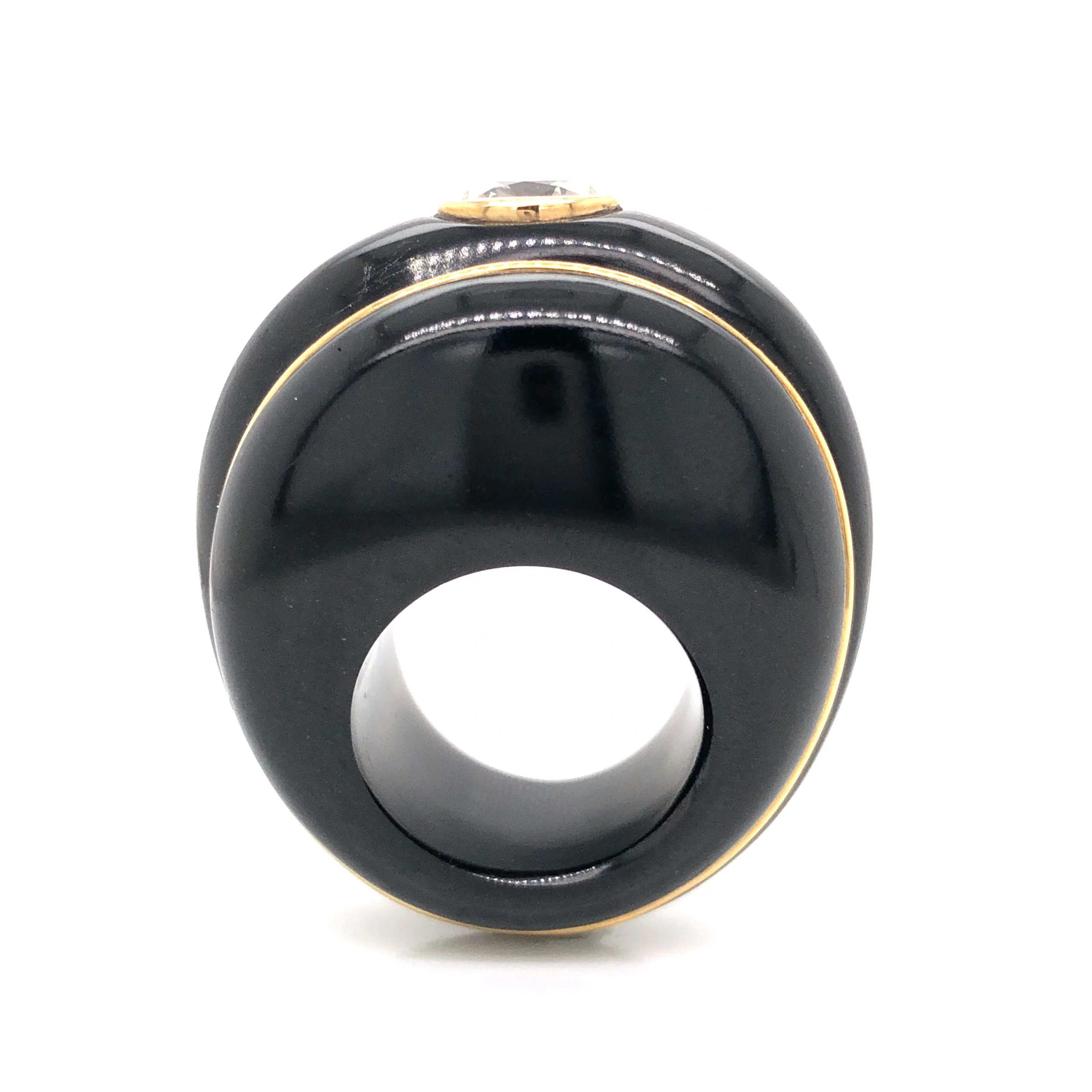 Black Jade Diamond Cocktail Ring w/ 18k Yellow Gold - Image 5