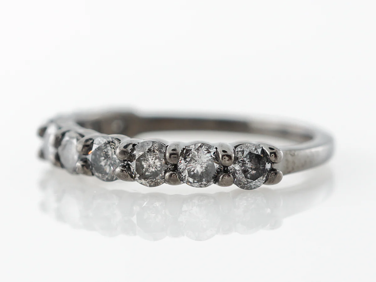 Black Rhodium Diamond Band in 14k White Gold - Image 2
