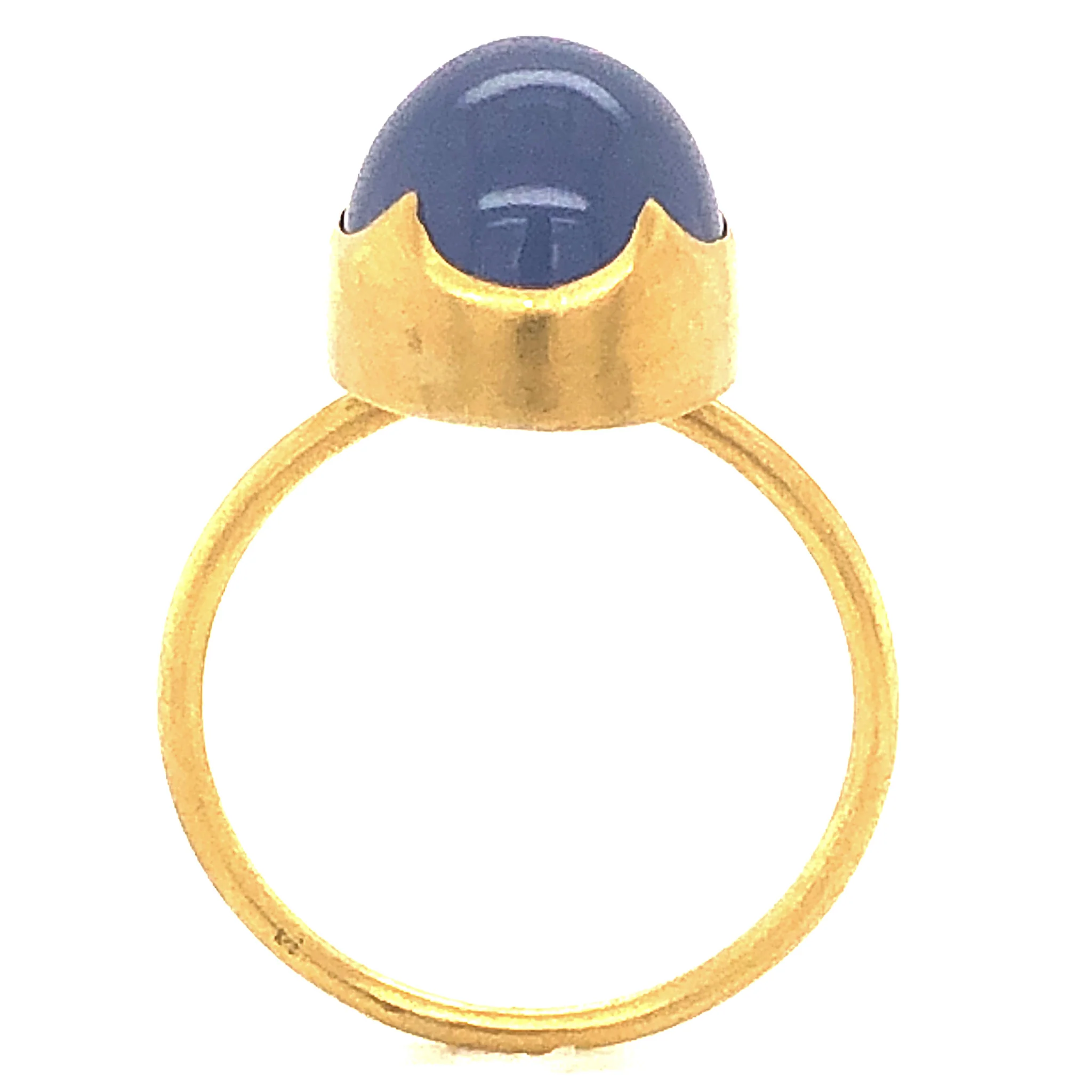 Blue Chalcedony Cocktail Ring in 18k Yellow Gold - Image 4
