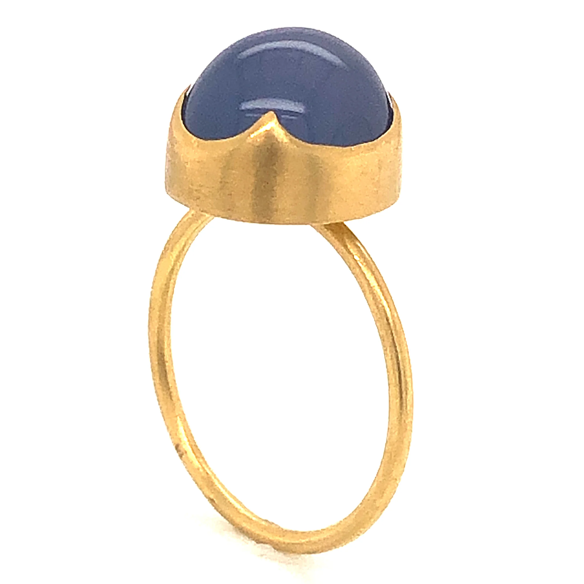 Blue Chalcedony Cocktail Ring in 18k Yellow Gold - Image 5