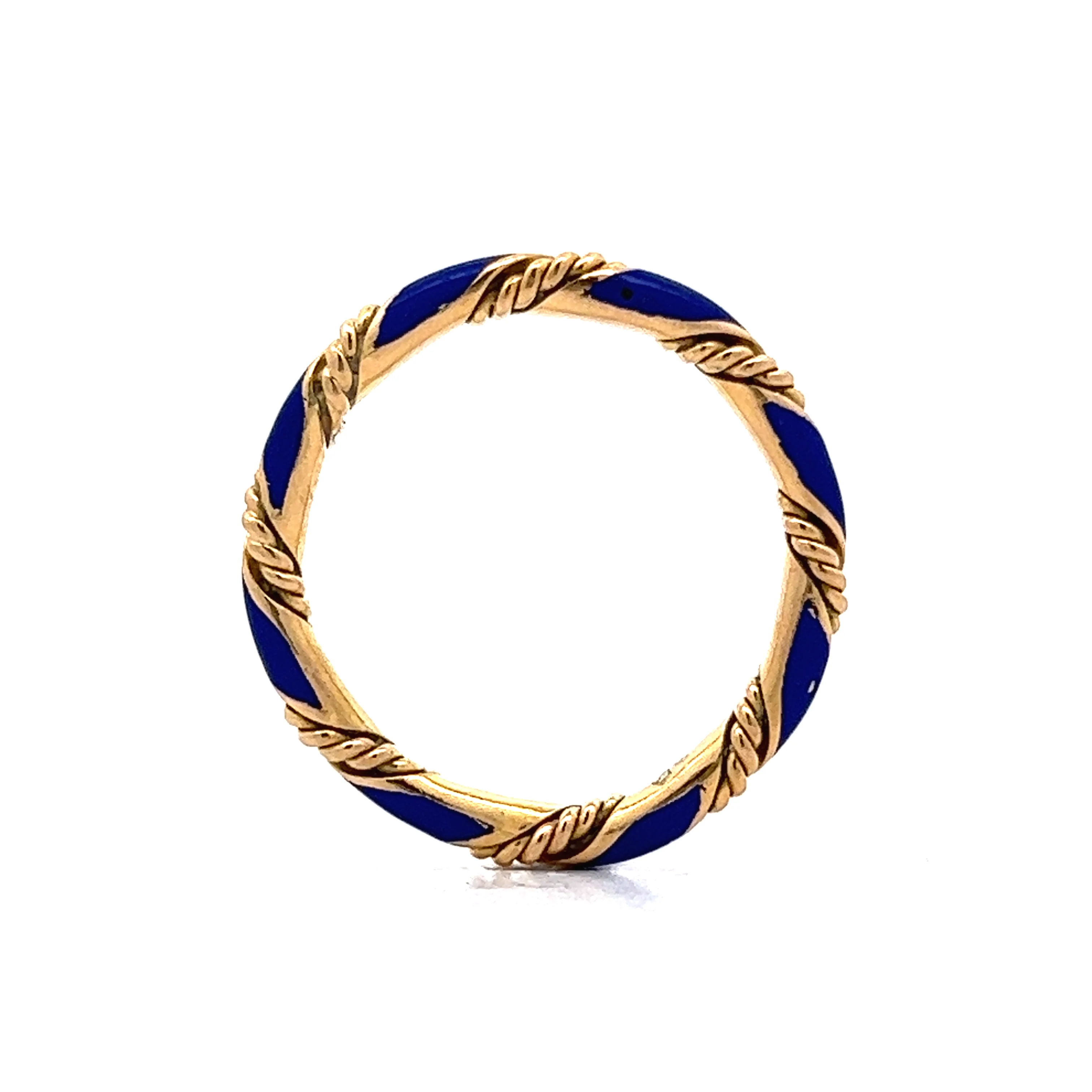 Blue Enamel Rope Stacking Band in 18k Yellow Gold - Image 4