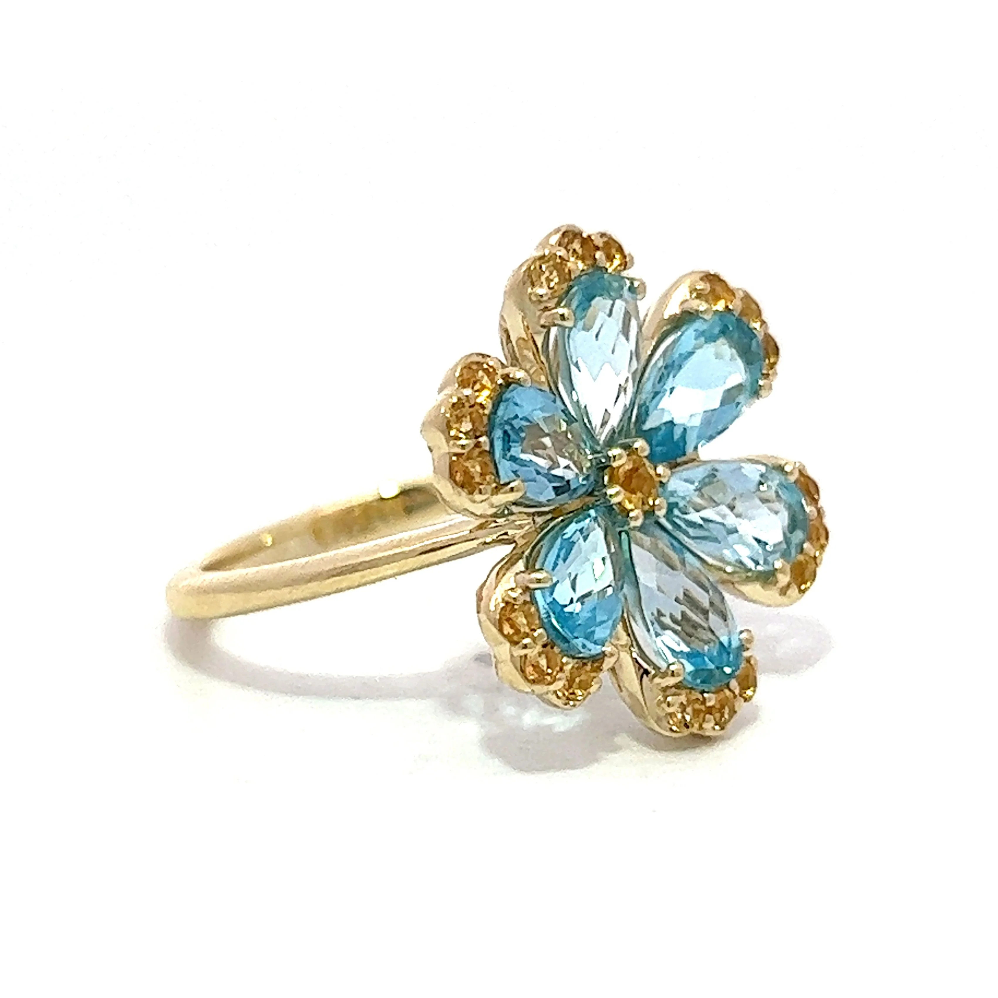 Blue Topaz & Citrine Statement Ring in 14k Yellow Gold - Image 3