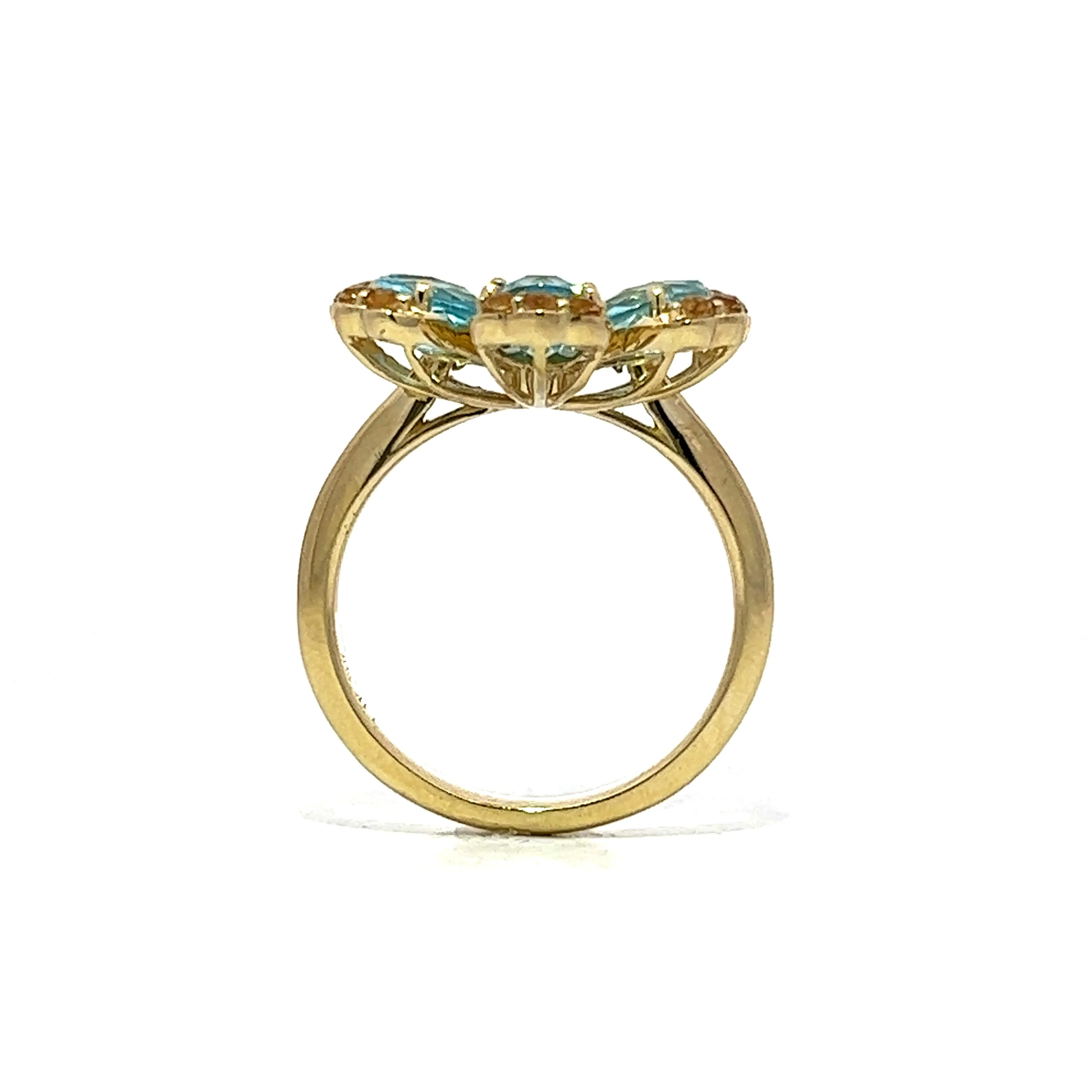 Blue Topaz & Citrine Statement Ring in 14k Yellow Gold - Image 4
