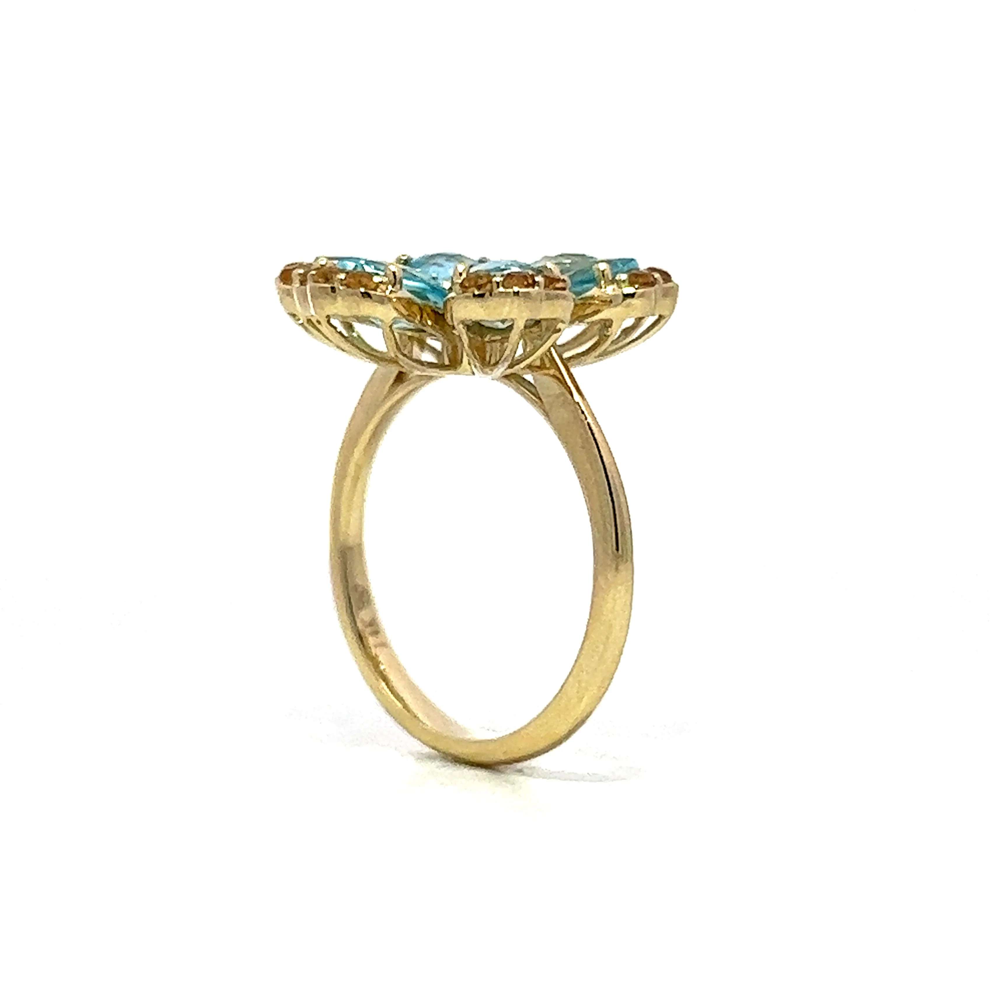 Blue Topaz & Citrine Statement Ring in 14k Yellow Gold - Image 5