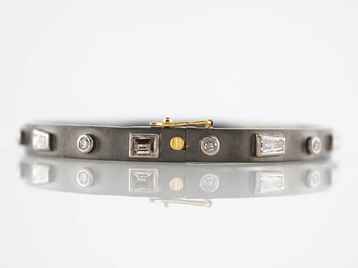 Bracelet Modern 1.94 Round Brilliant, Tapered & Straight Baguette Cut Diamonds in Sterling Silver - Image 2