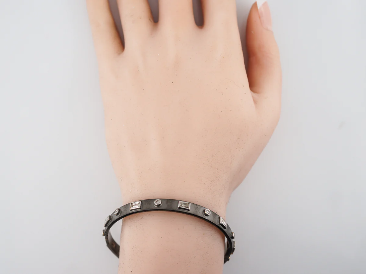 Bracelet Modern 1.94 Round Brilliant, Tapered & Straight Baguette Cut Diamonds in Sterling Silver - Image 3