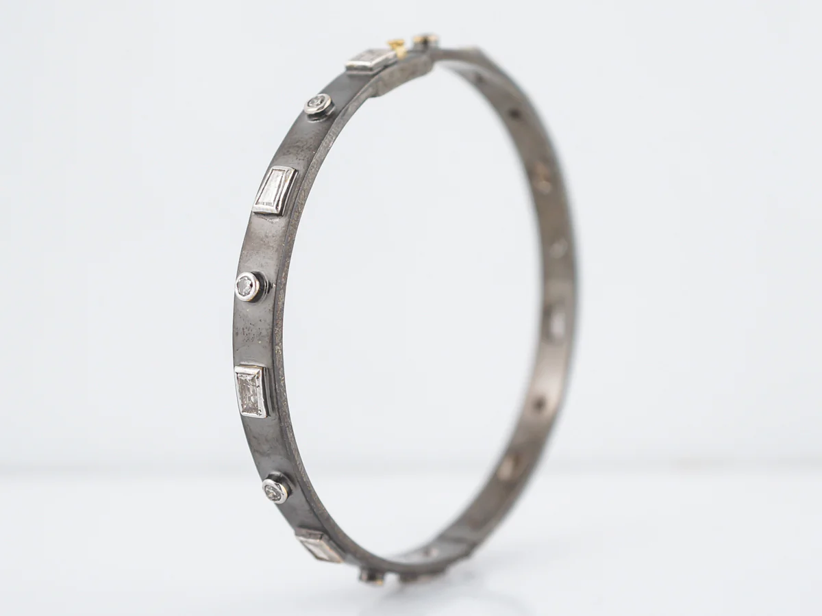 Bracelet Modern 1.94 Round Brilliant, Tapered & Straight Baguette Cut Diamonds in Sterling Silver - Image 5
