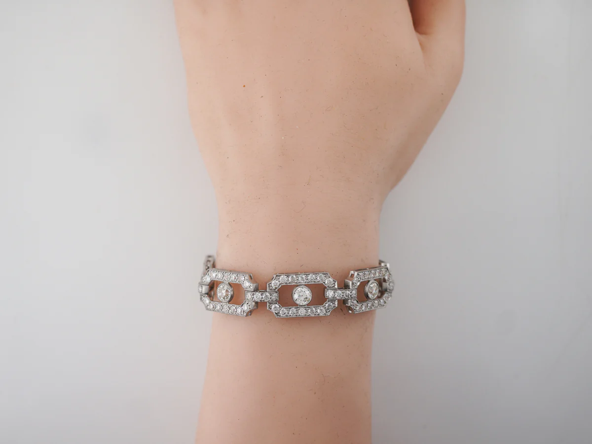 Bracelet Modern 10.26 Old European Cut Diamonds in Platinum - Image 3