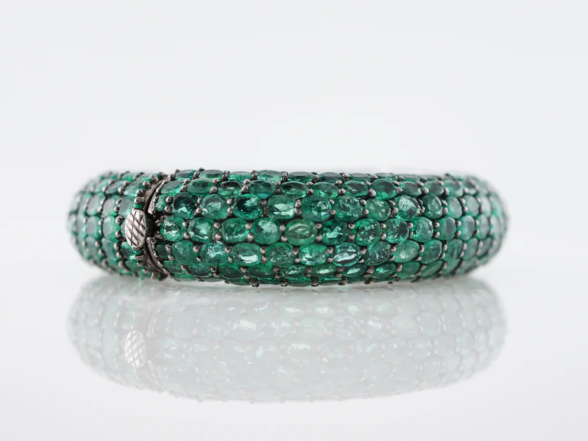 **RTV 1/17/19**Bracelet Modern 60.04 Oval Cut Emeralds in Sterling Silver - Image 2