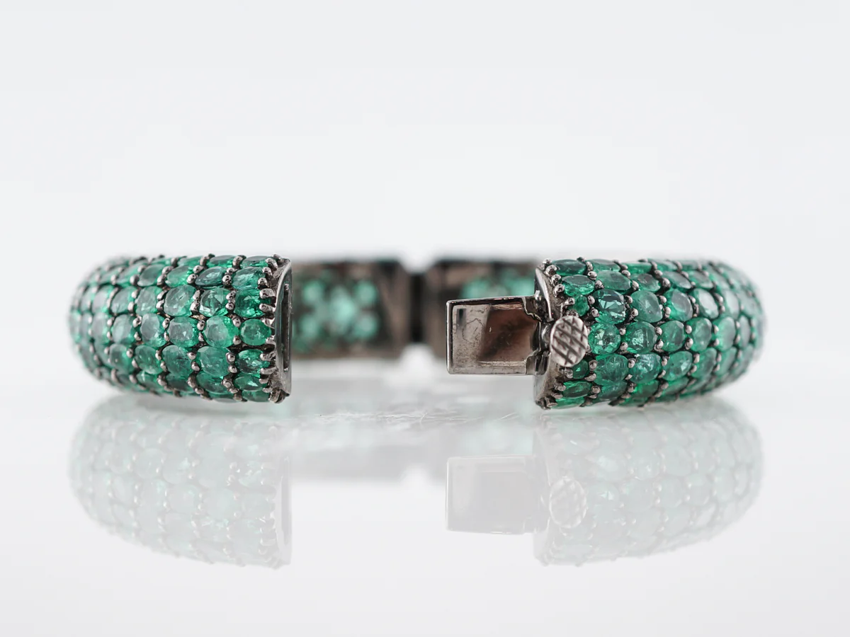 **RTV 1/17/19**Bracelet Modern 60.04 Oval Cut Emeralds in Sterling Silver - Image 4