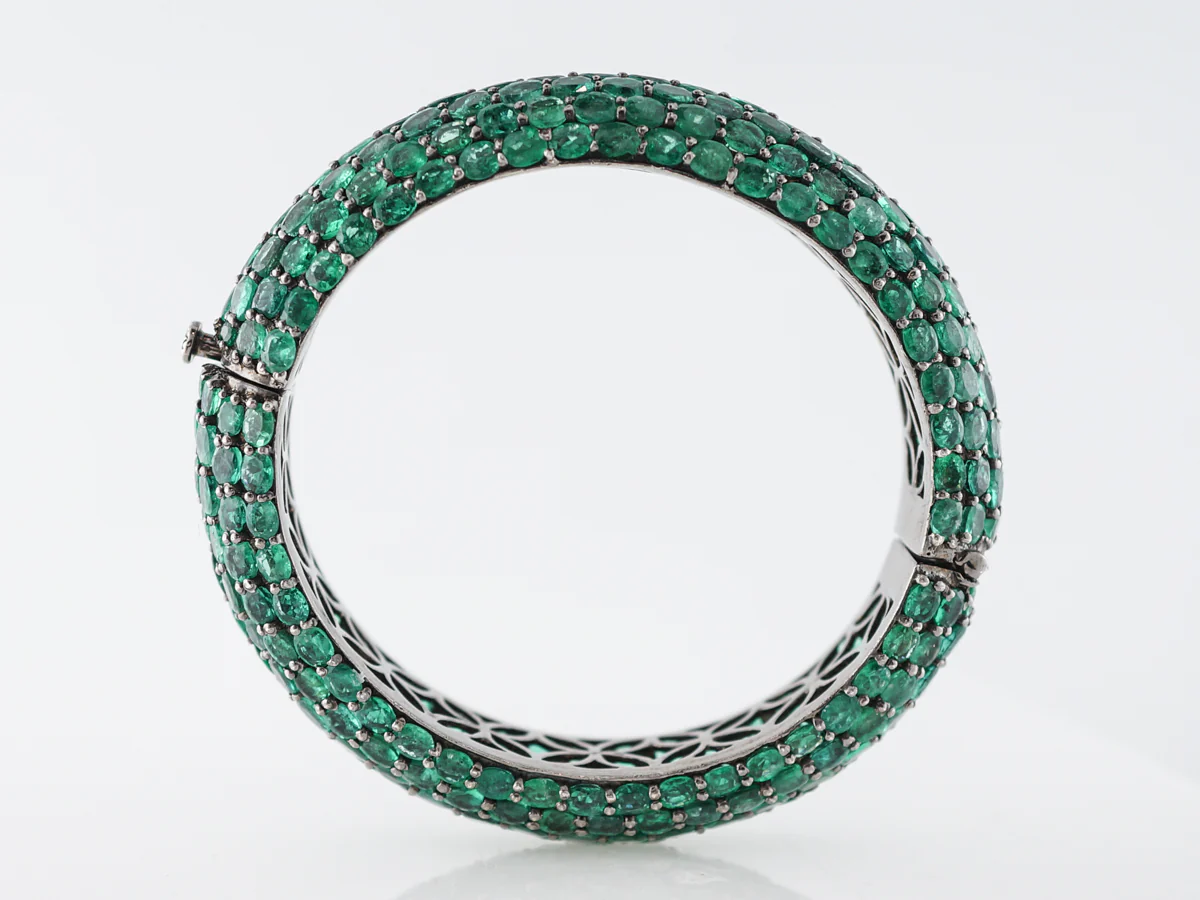 **RTV 1/17/19**Bracelet Modern 60.04 Oval Cut Emeralds in Sterling Silver - Image 5