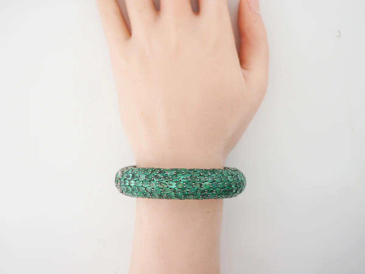 **RTV 1/17/19**Bracelet Modern 60.04 Oval Cut Emeralds in Sterling Silver - Image 6