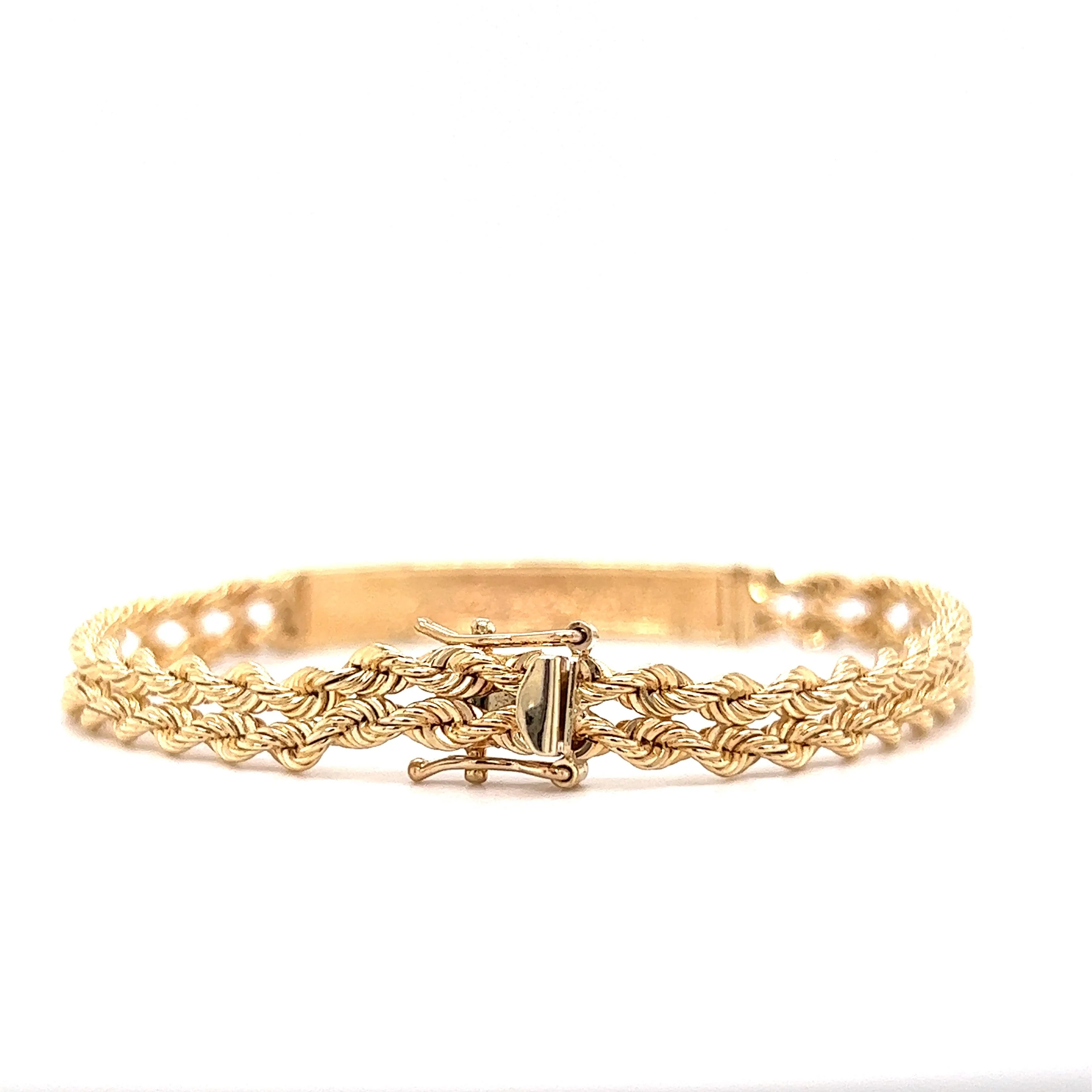 Braided Chain ID Tag Bracelet in 14k Yellow Gold - Image 4
