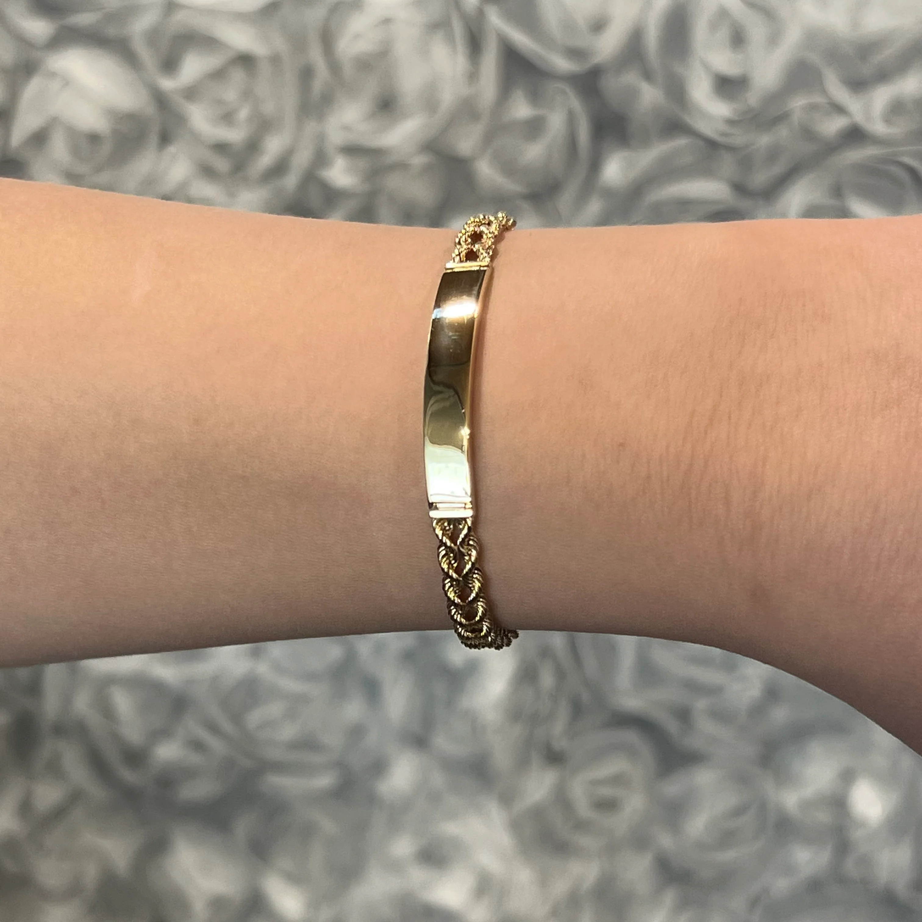 Braided Chain ID Tag Bracelet in 14k Yellow Gold - Image 5