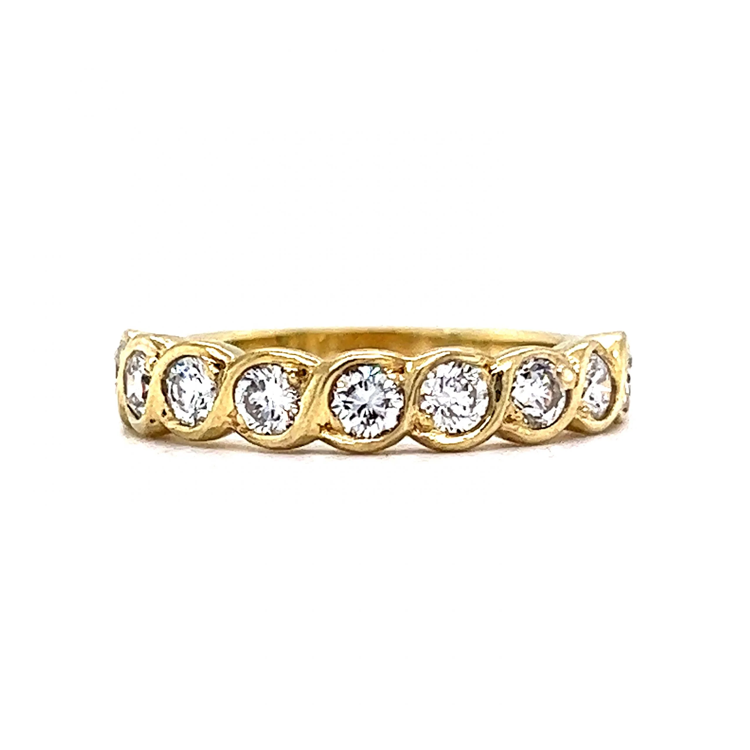 Braided Diamond Stacking Ring in 18k Yellow Gold