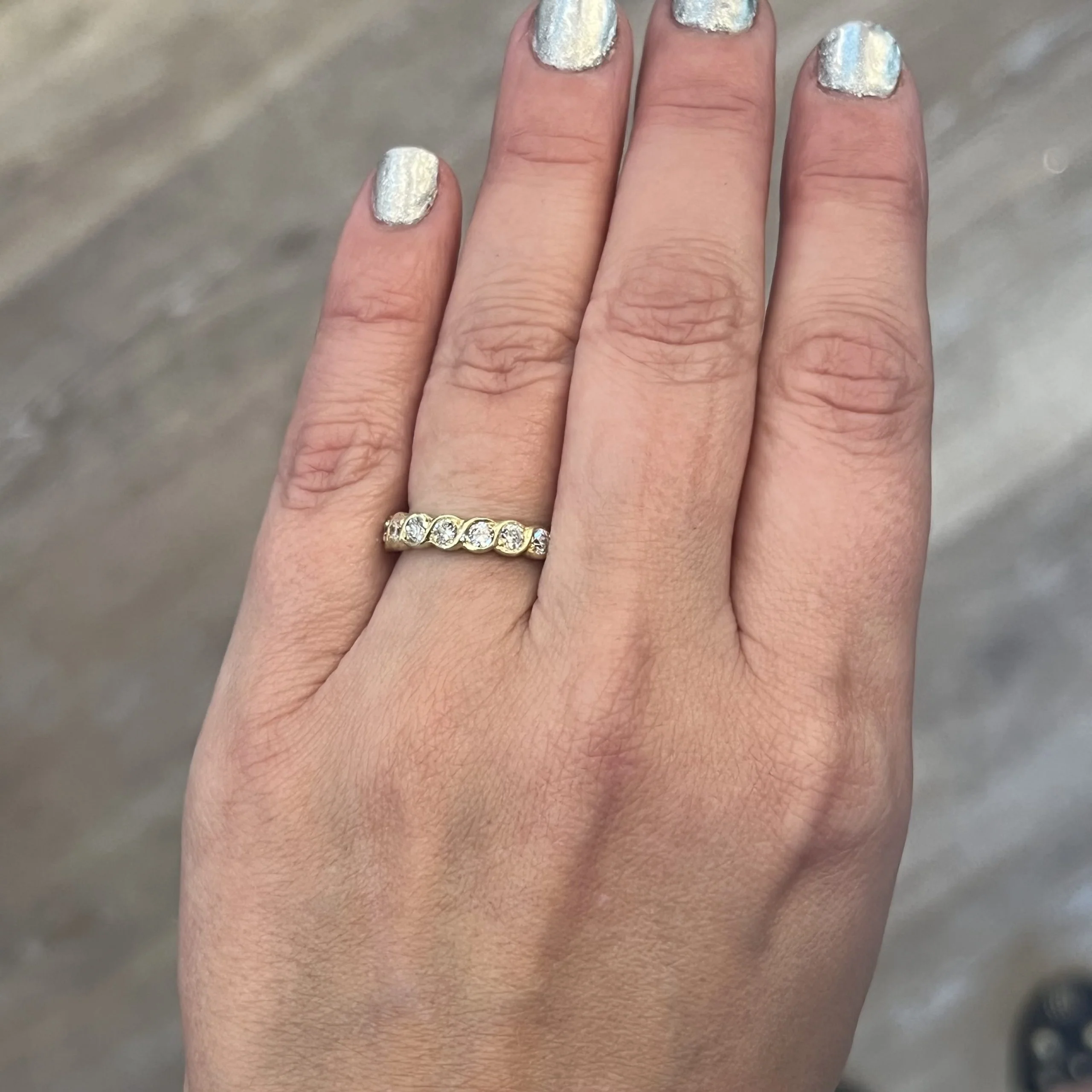 Braided Diamond Stacking Ring in 18k Yellow Gold - Image 6