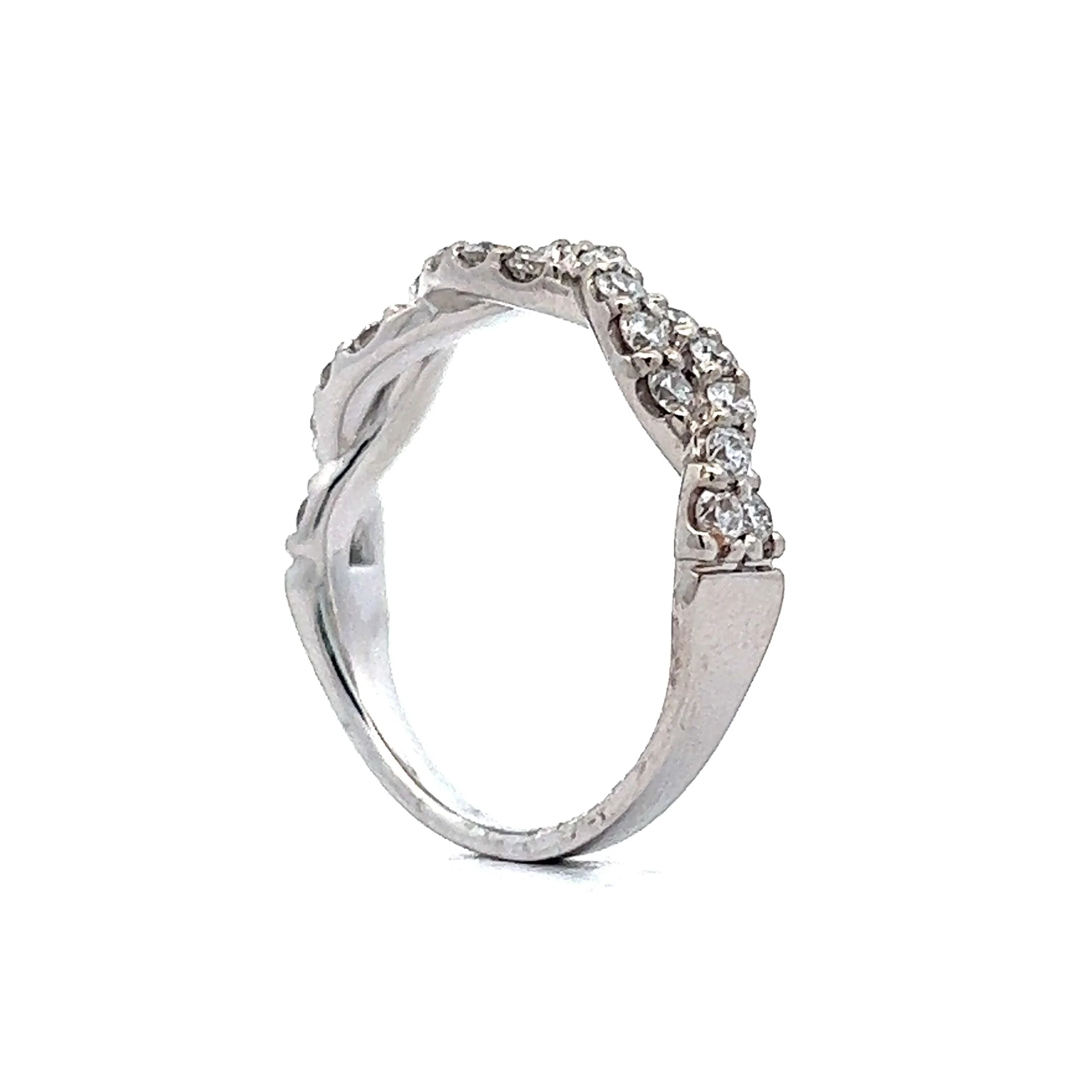 Braided Pave Diamond Wedding Band in 14k White Gold - Image 5