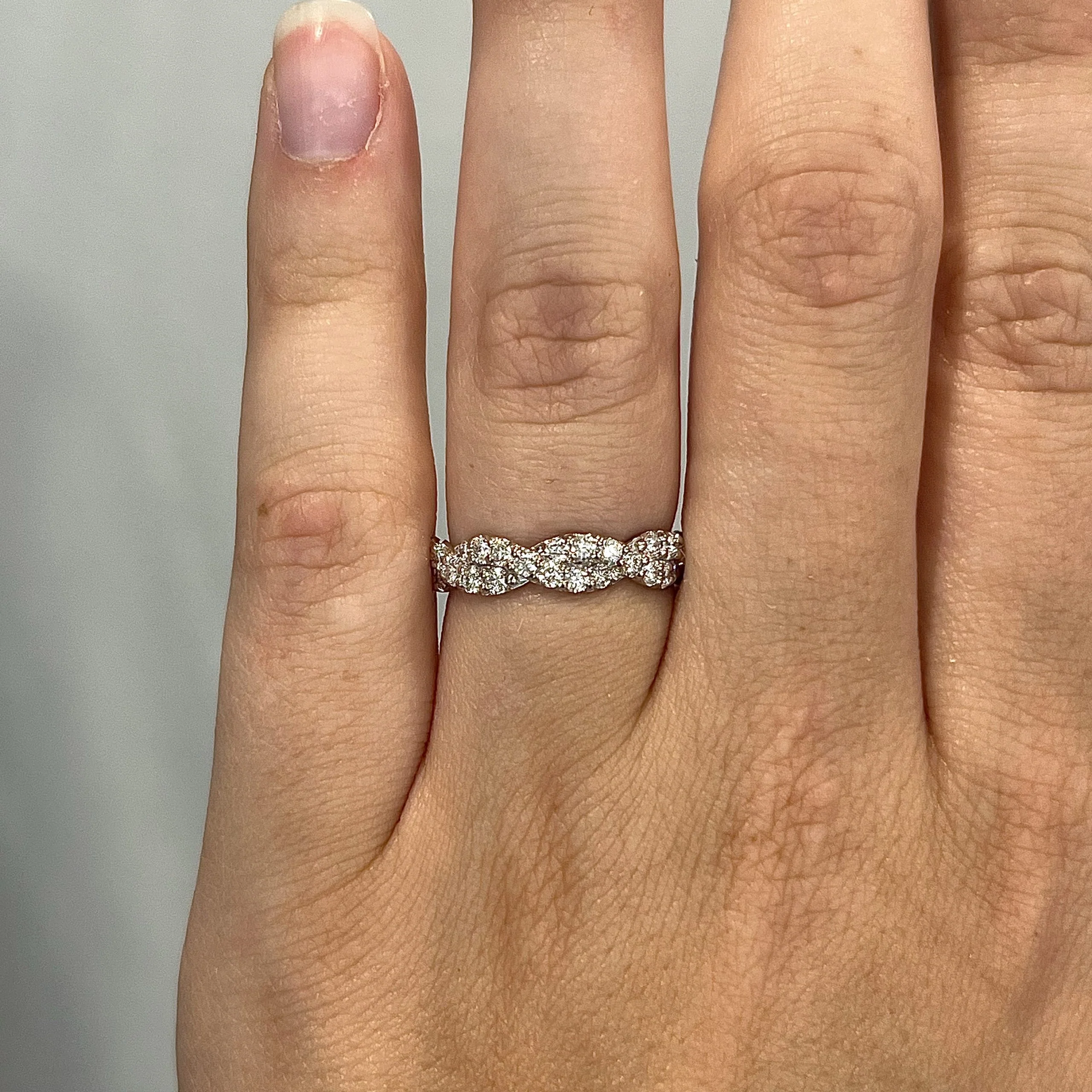 Braided Pave Diamond Wedding Band in 14k White Gold - Image 6