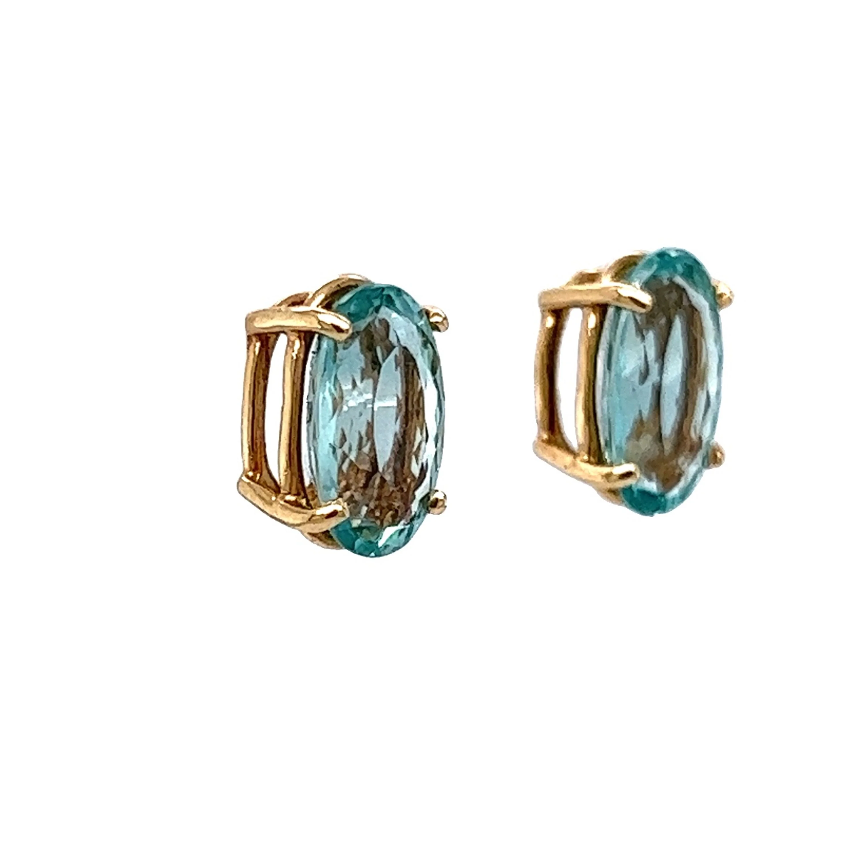 Brazilian Blue Tourmaline Earrings in 14k Yellow Gold - Image 3