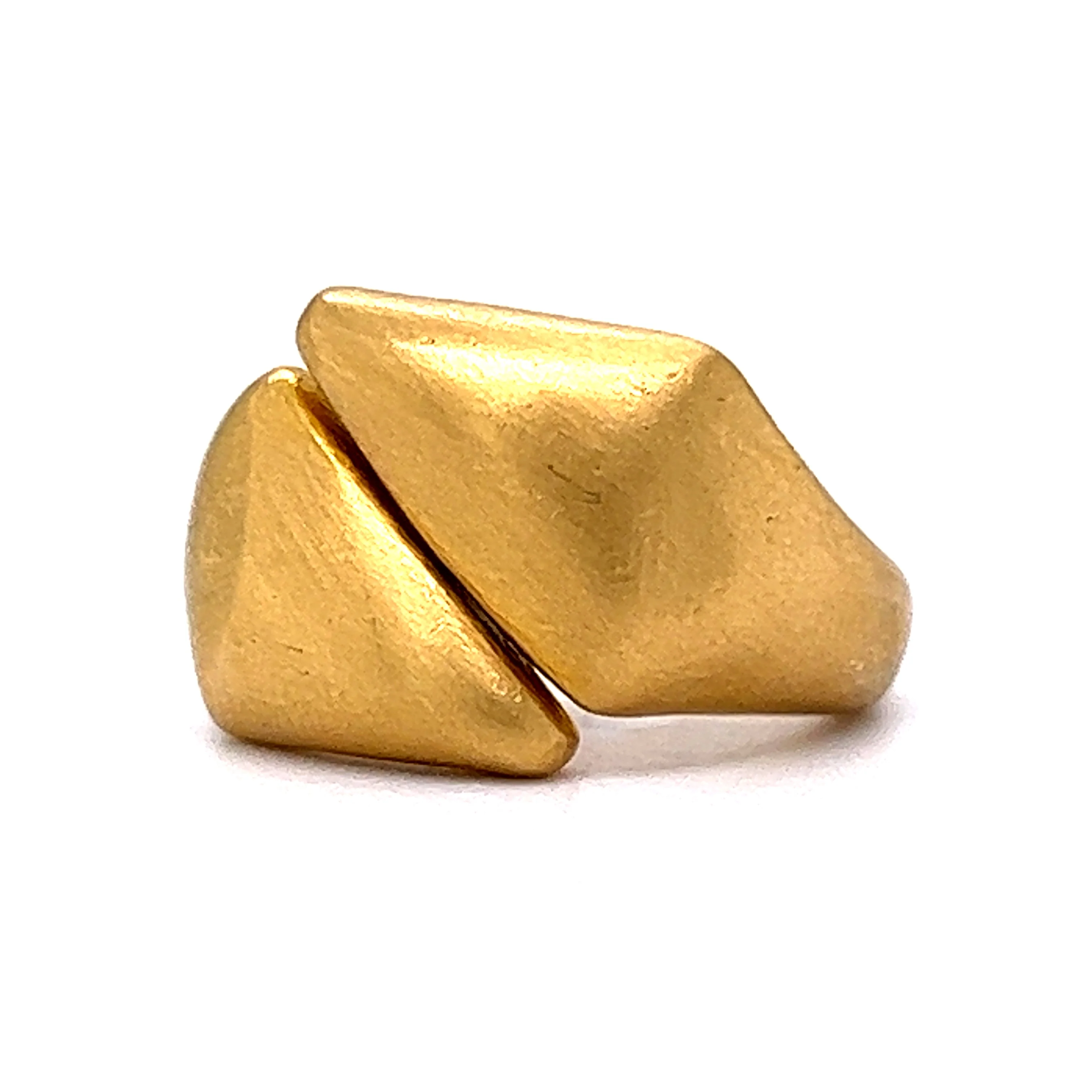 Brushed Finish Bypass Ring in 22k Yellow Gold - Image 2