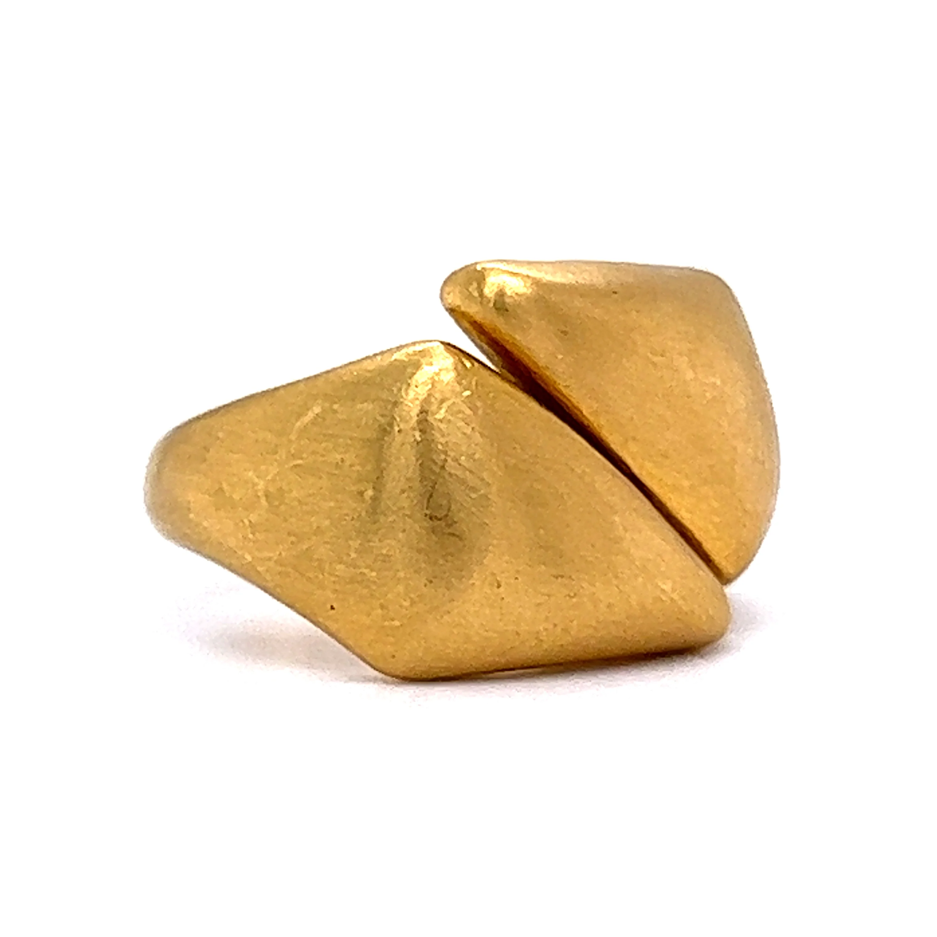 Brushed Finish Bypass Ring in 22k Yellow Gold - Image 3