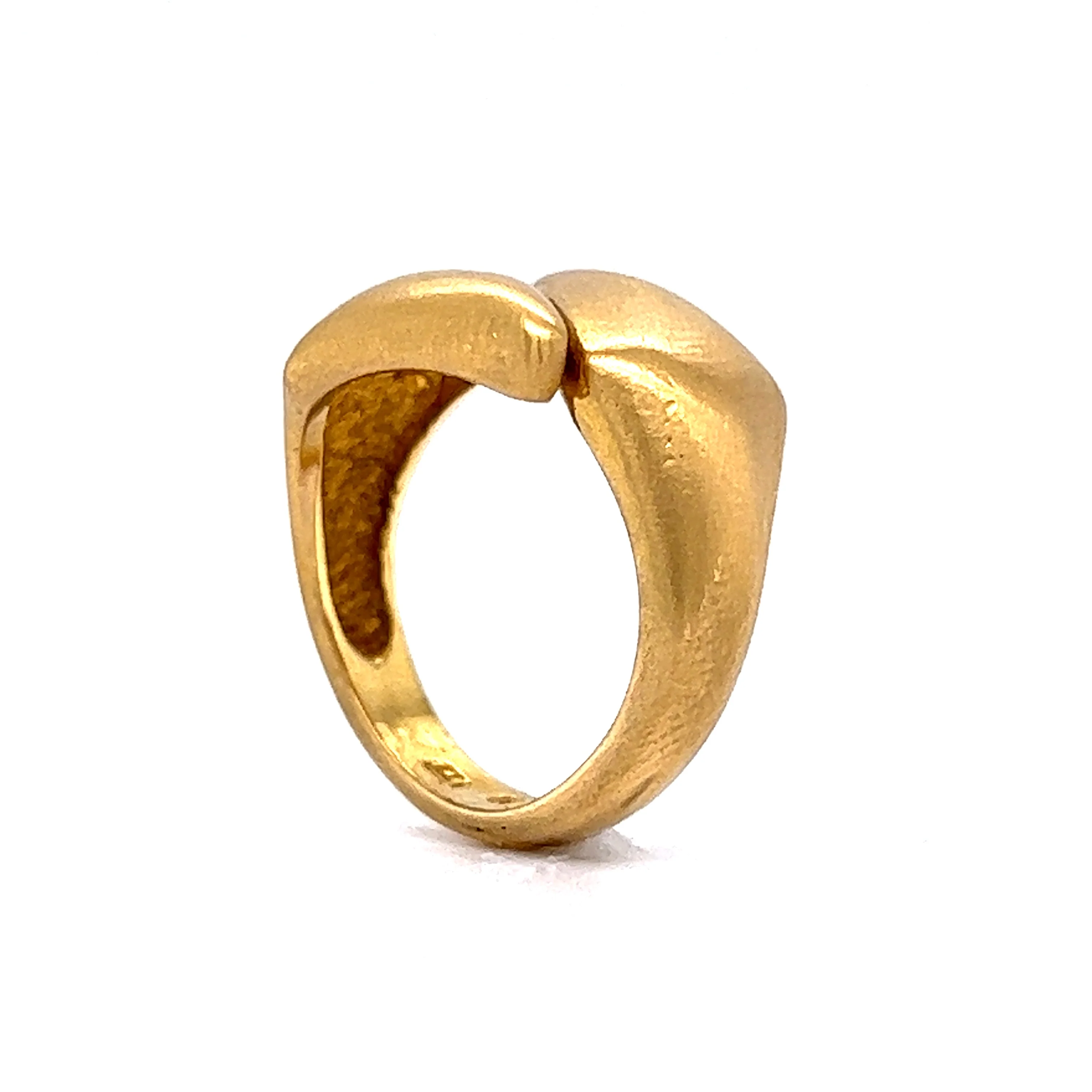 Brushed Finish Bypass Ring in 22k Yellow Gold - Image 5