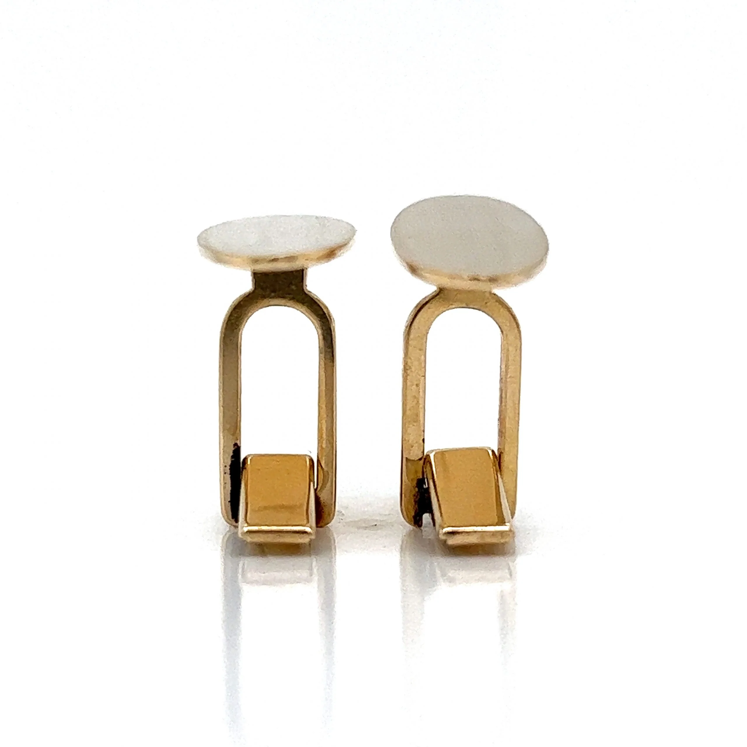 Brushed Finish Oval Cufflinks in 14k Yellow Gold - Image 3