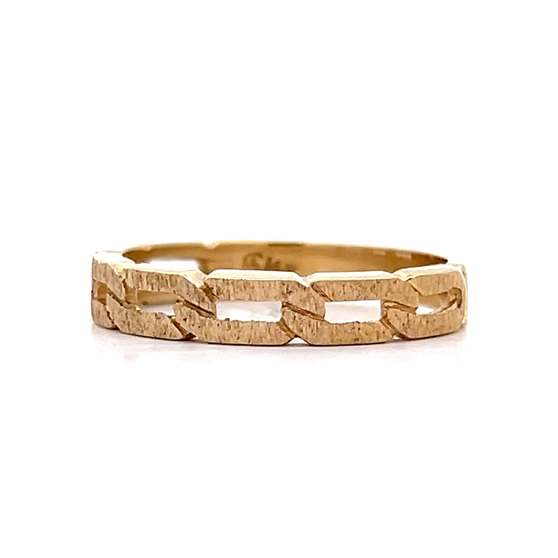 Brushed Geometric Wedding Band in 14k Yellow Gold - Image 3