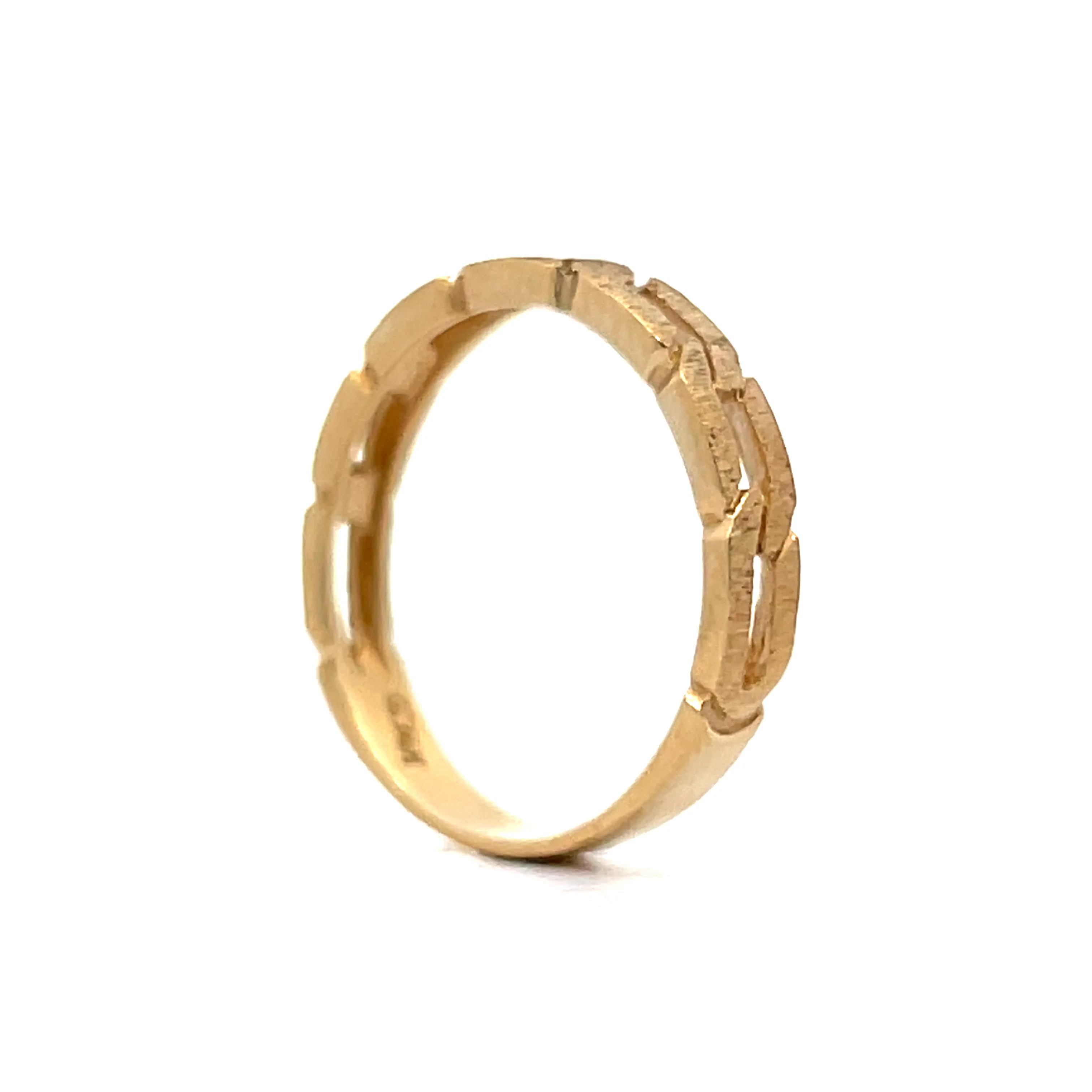 Brushed Geometric Wedding Band in 14k Yellow Gold - Image 5