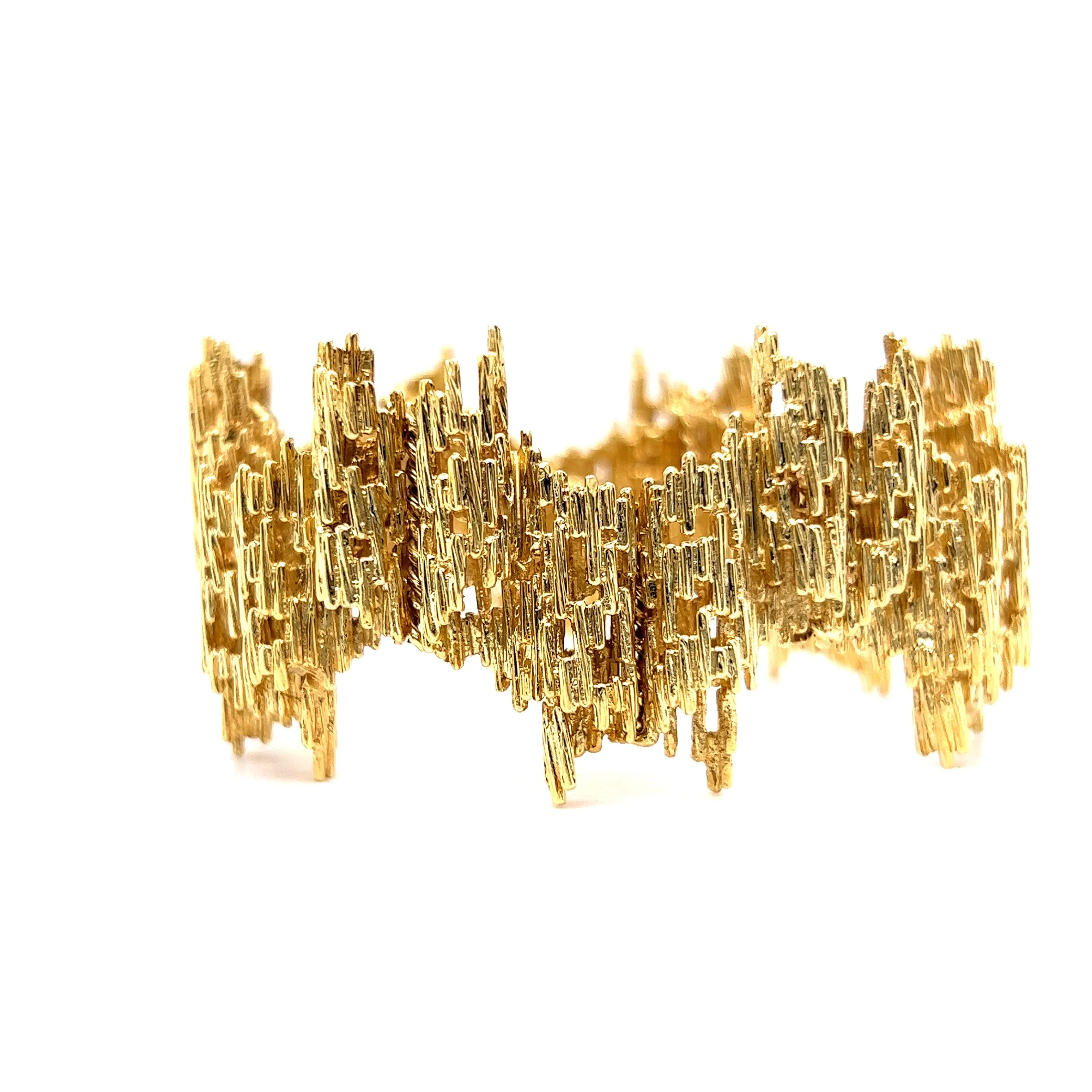 Brutalist Bark Textured Bracelet in 18k Yellow Gold - Image 2