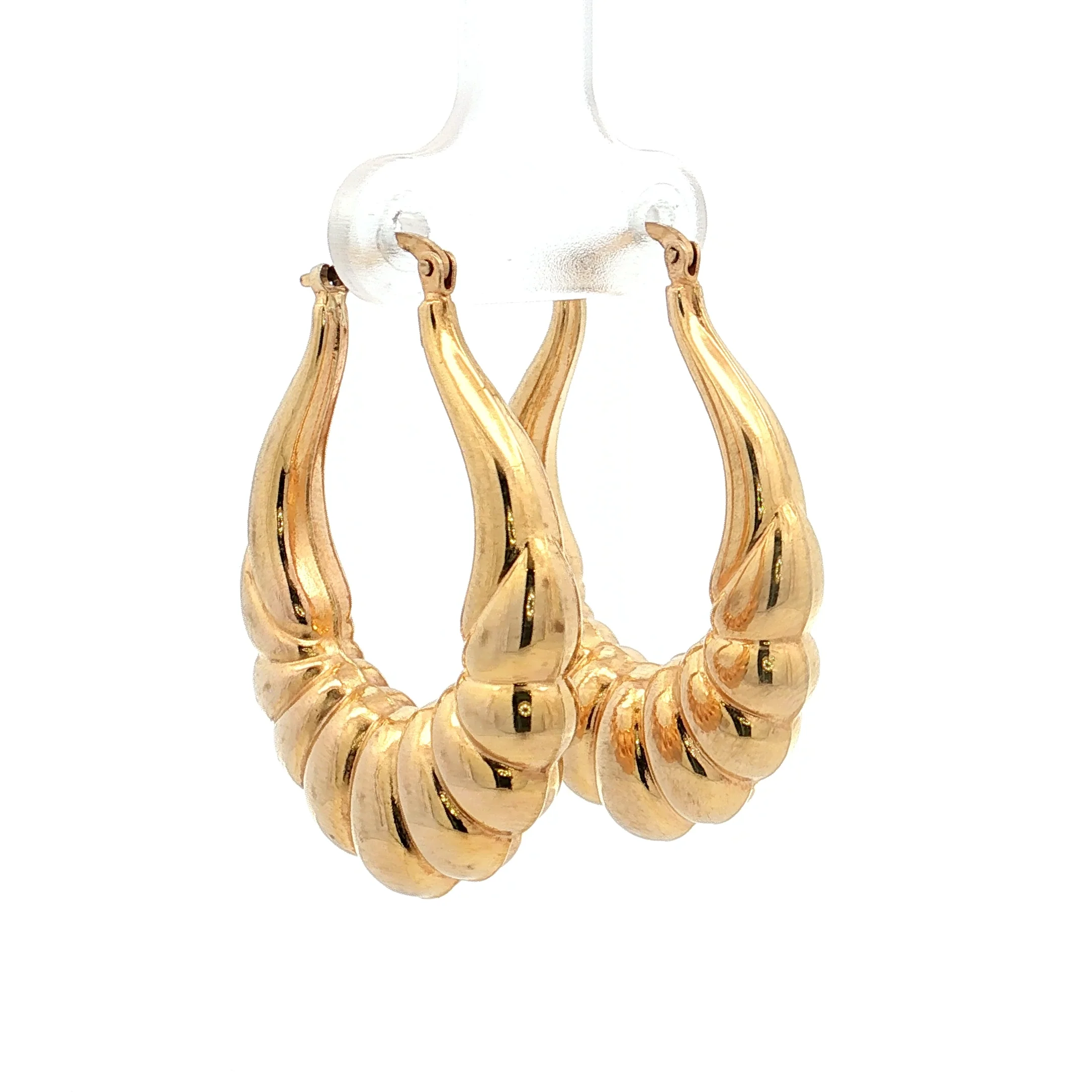 Bubble Scalloped Hoop Earrings 9k Yellow Gold - Image 3