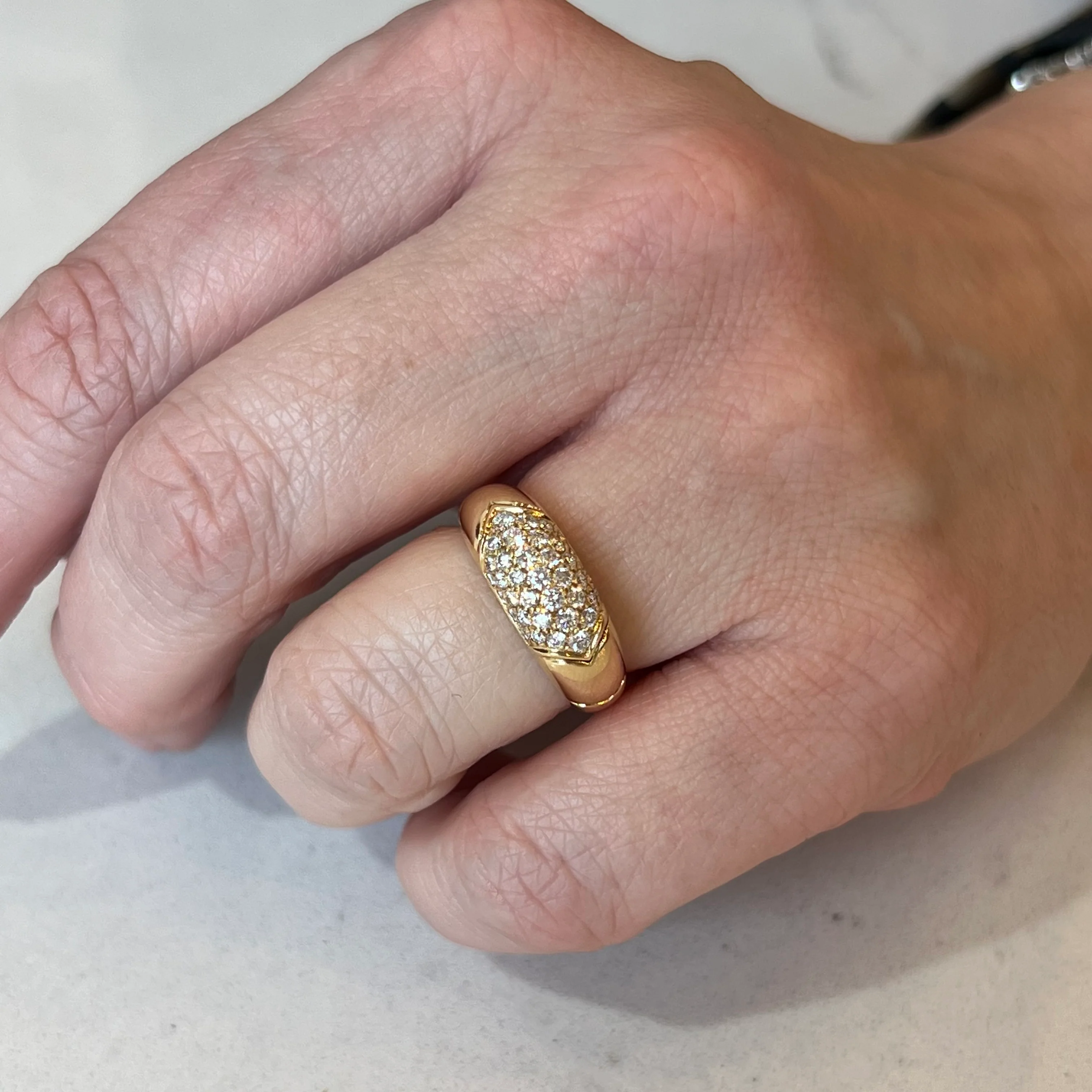Bulgari Tronchetto Pave Diamond Ring in 18k Yellow Gold - Image 6