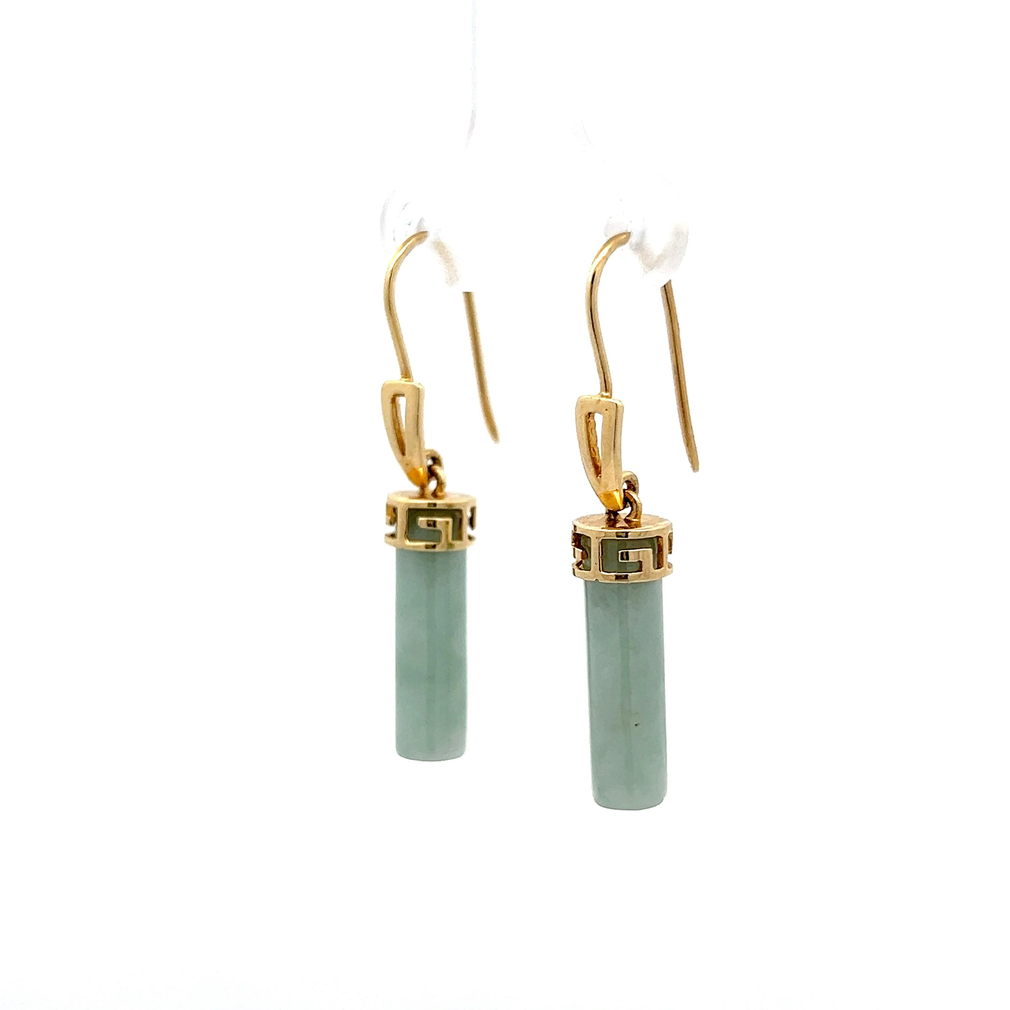 Cabochon Nephrite Drop Earrings in 14k - Image 2