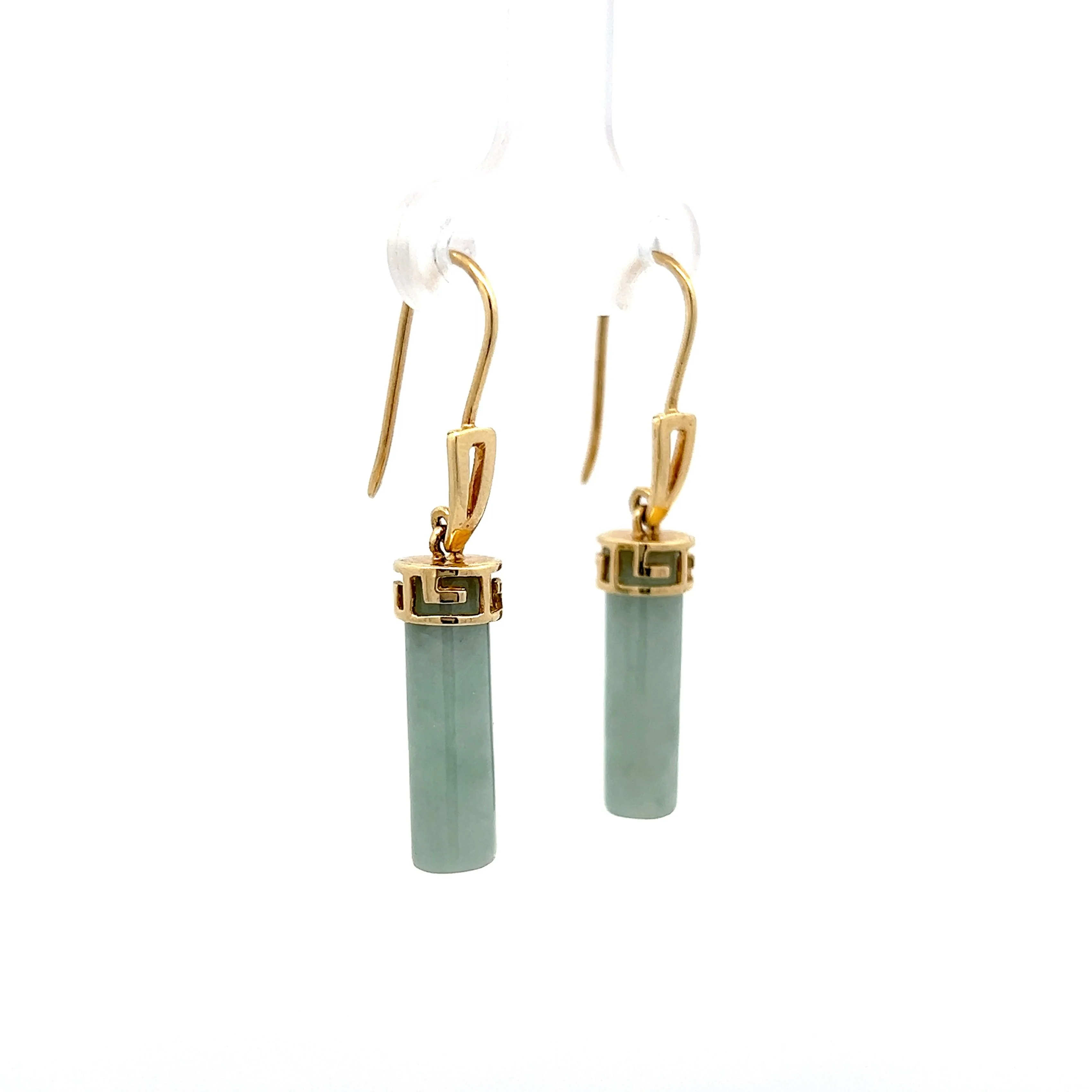 Cabochon Nephrite Drop Earrings in 14k - Image 3