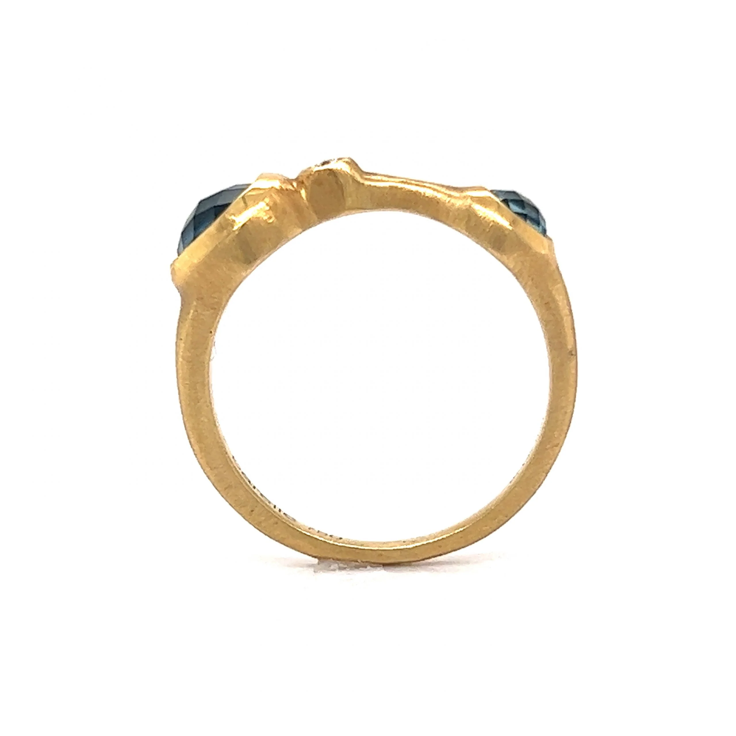 Carelle Blue Topaz & Diamond Stacking Ring in 18k Yellow Gold - Image 4