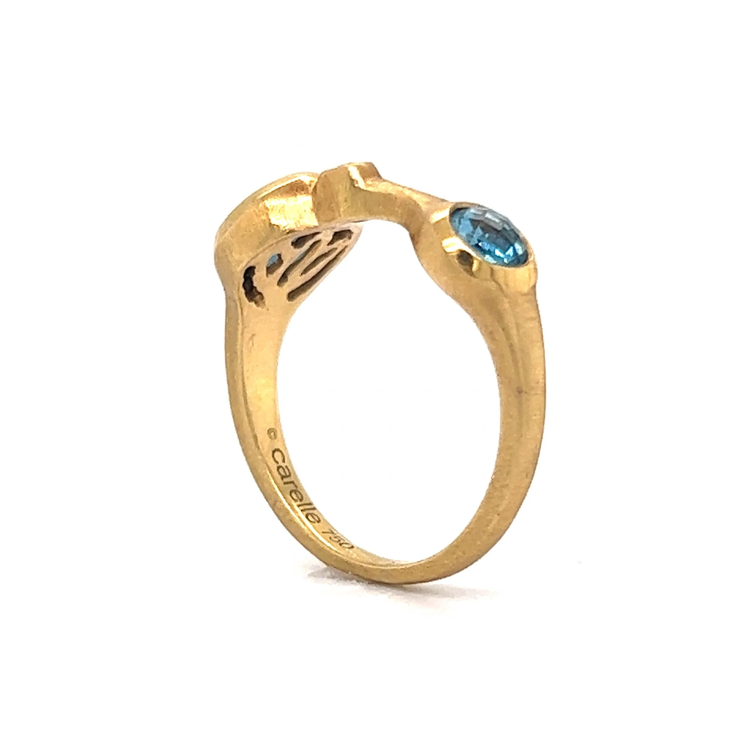 Carelle Blue Topaz & Diamond Stacking Ring in 18k Yellow Gold - Image 5