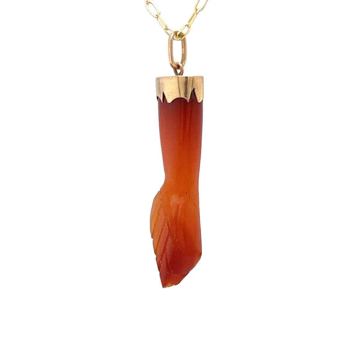 Carnelian Figa Charm Pendant in 10k Yellow Gold - Image 2