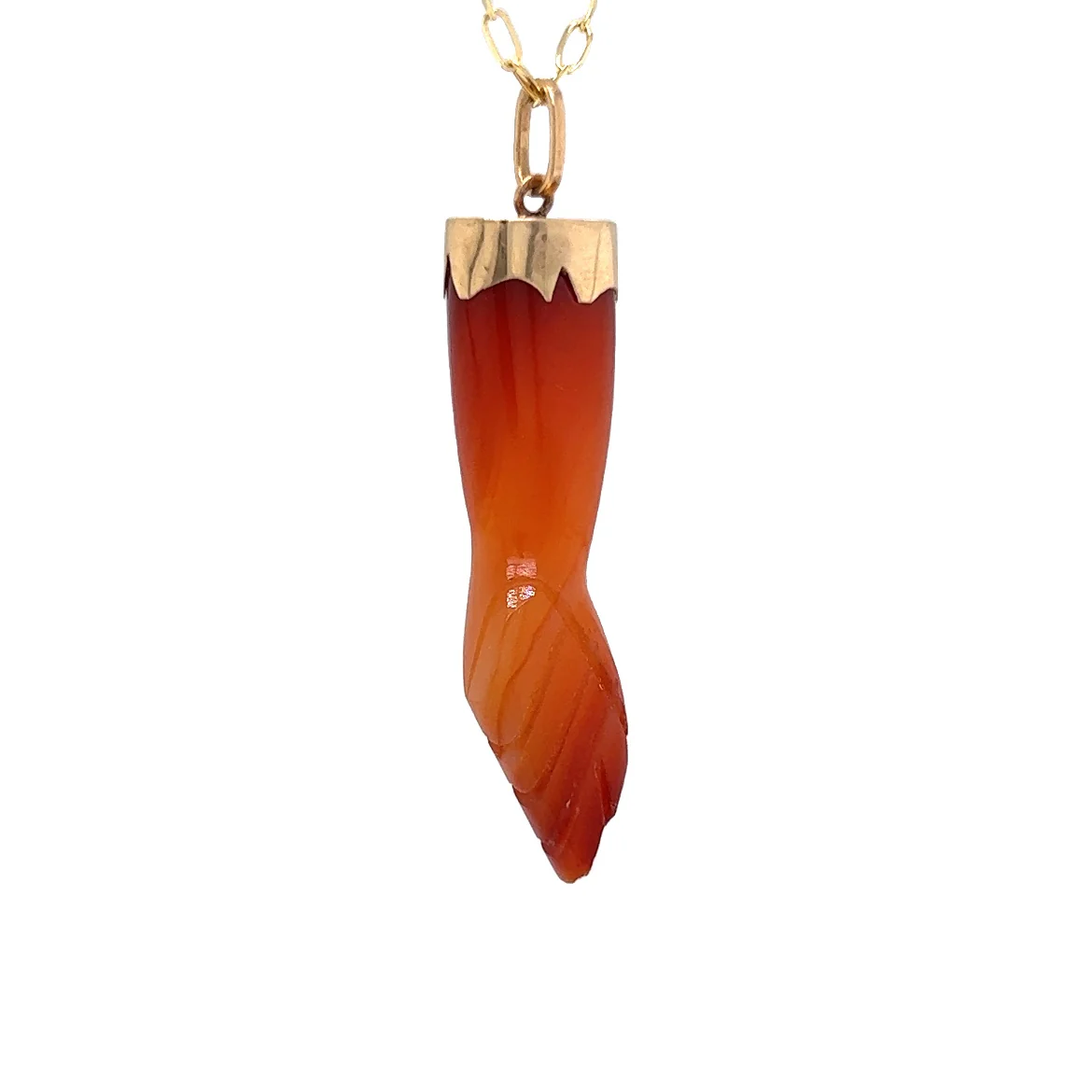 Carnelian Figa Charm Pendant in 10k Yellow Gold - Image 3
