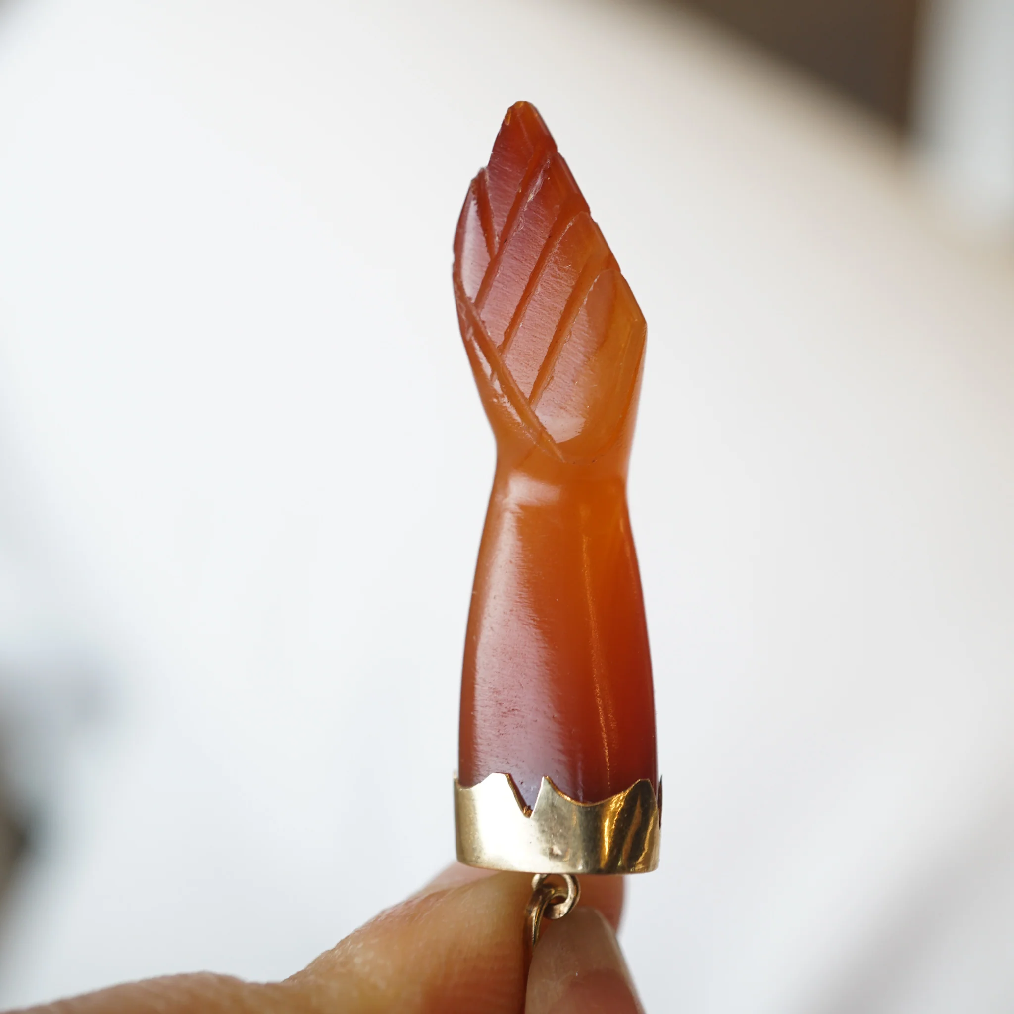 Carnelian Figa Charm Pendant in 10k Yellow Gold - Image 5