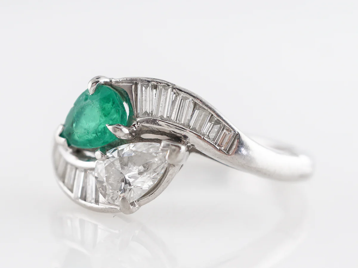 Cartier Emerald and Diamond Cocktail Ring in Platinum - Image 2