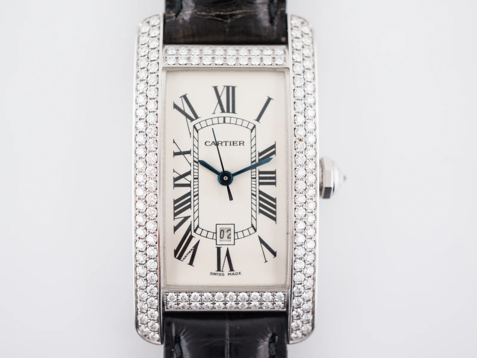Cartier Tank Americaine Ladies Watch Modern 2.13 Round Brilliant Cut Diamonds in 18K White Gold - Image 2