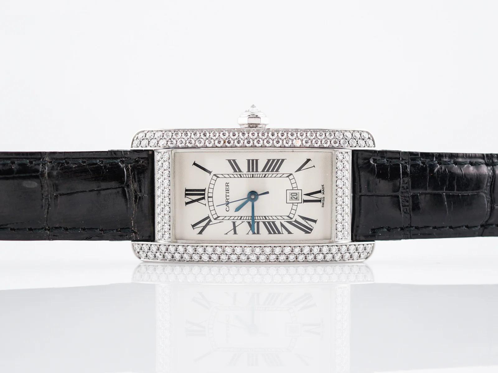 Cartier Tank Americaine Ladies Watch Modern 2.13 Round Brilliant Cut Diamonds in 18K White Gold - Image 3